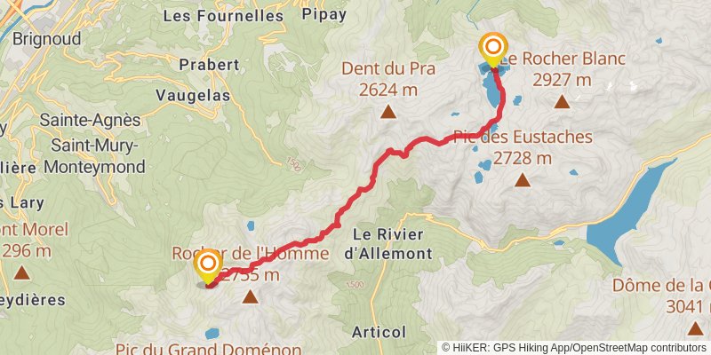 GR 738 - Haute Traversée de Belledonne stage 4 Map
