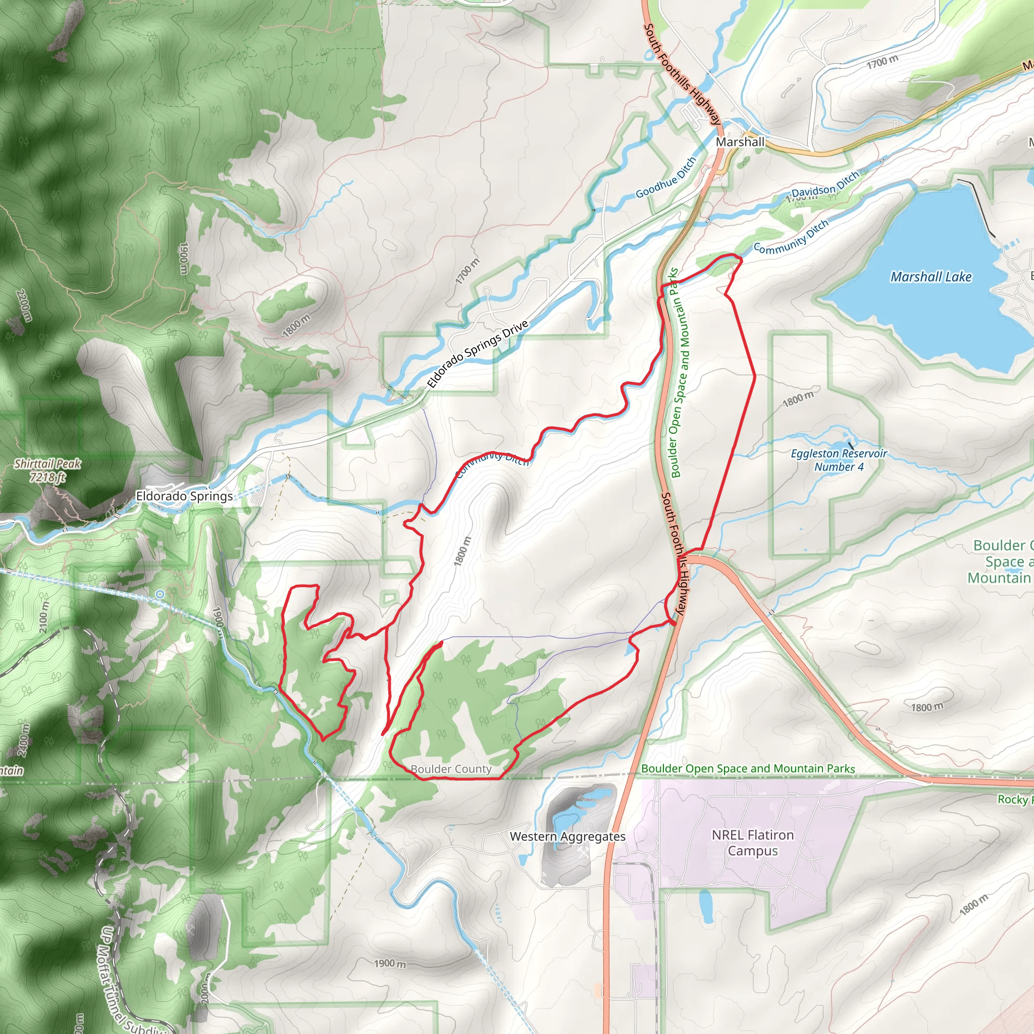 Greenbelt Plateau, Community Ditch and FlatIrons Vista South Loop Trail mobile static map