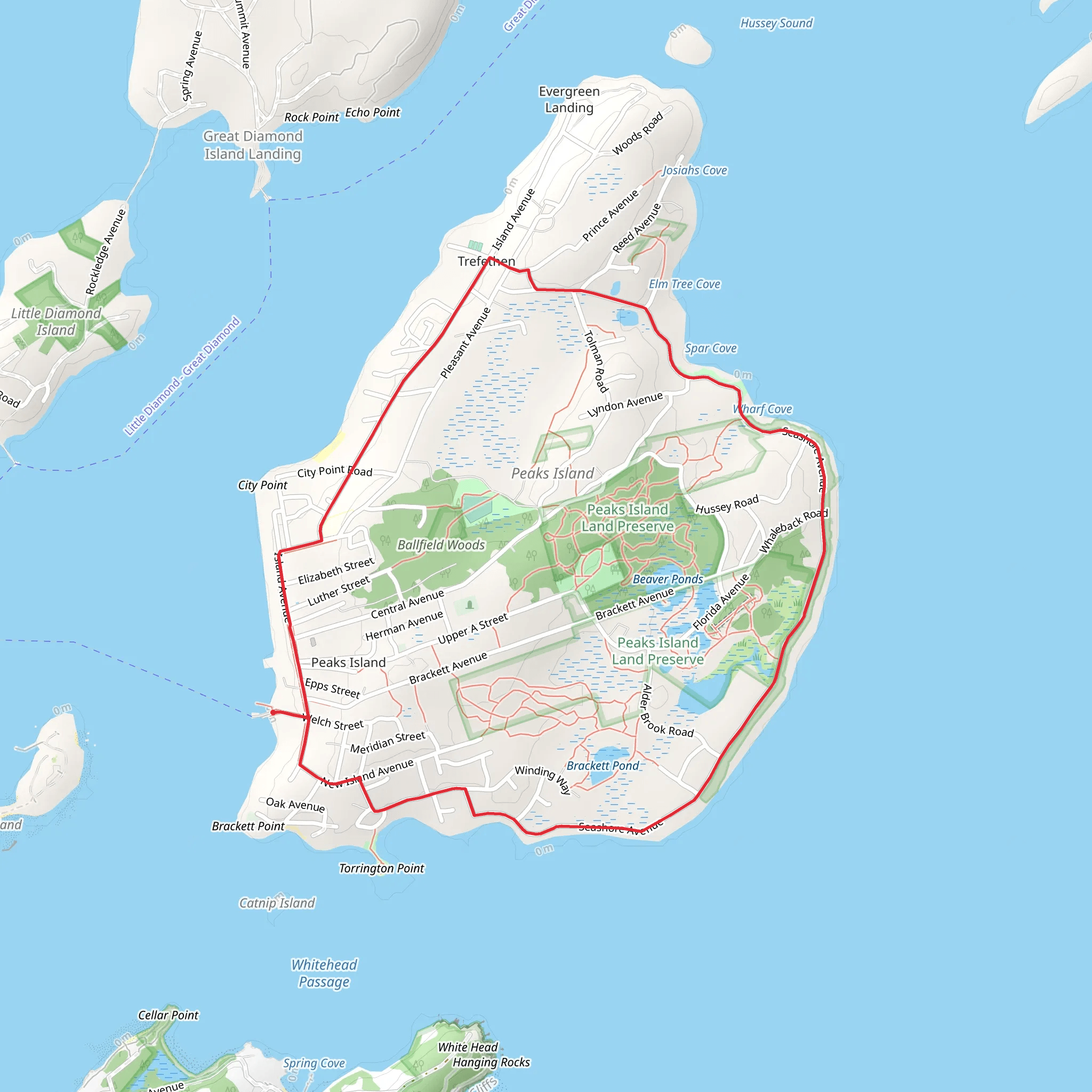 Peaks Island Loop mobile static map