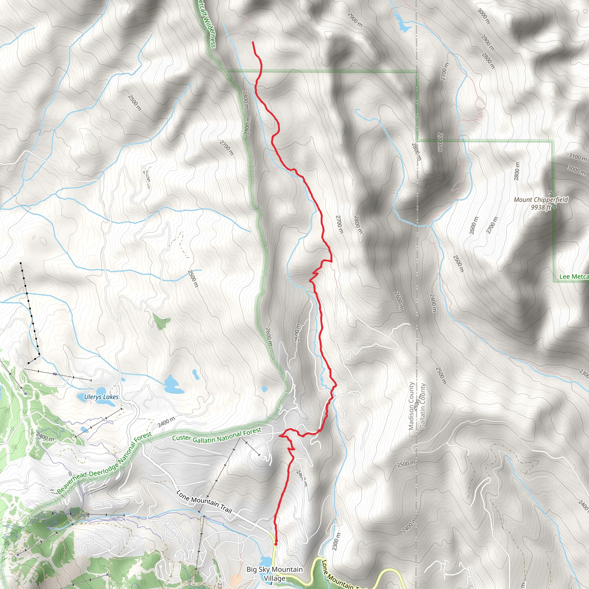 Beehive Basin Trail mobile static map