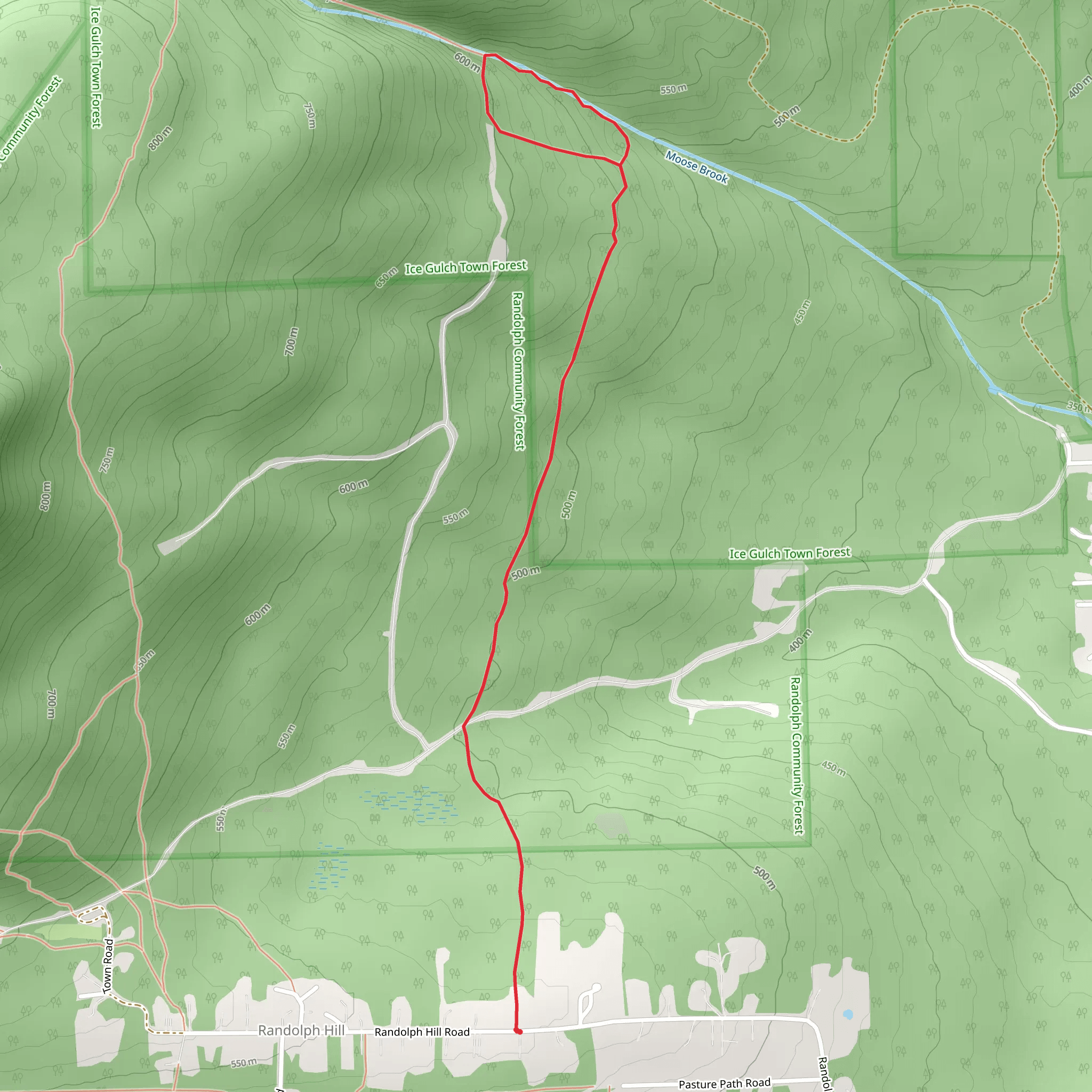Ice Gulch Path and Moose Brook mobile static map