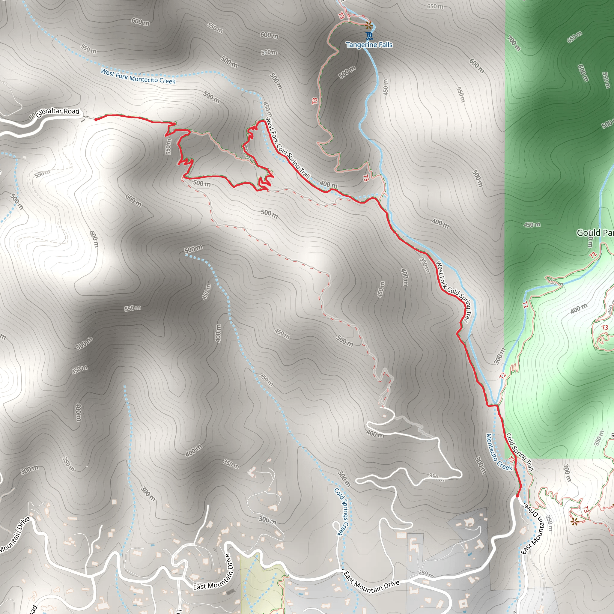 West Fork Cold Spring Trail mobile static map