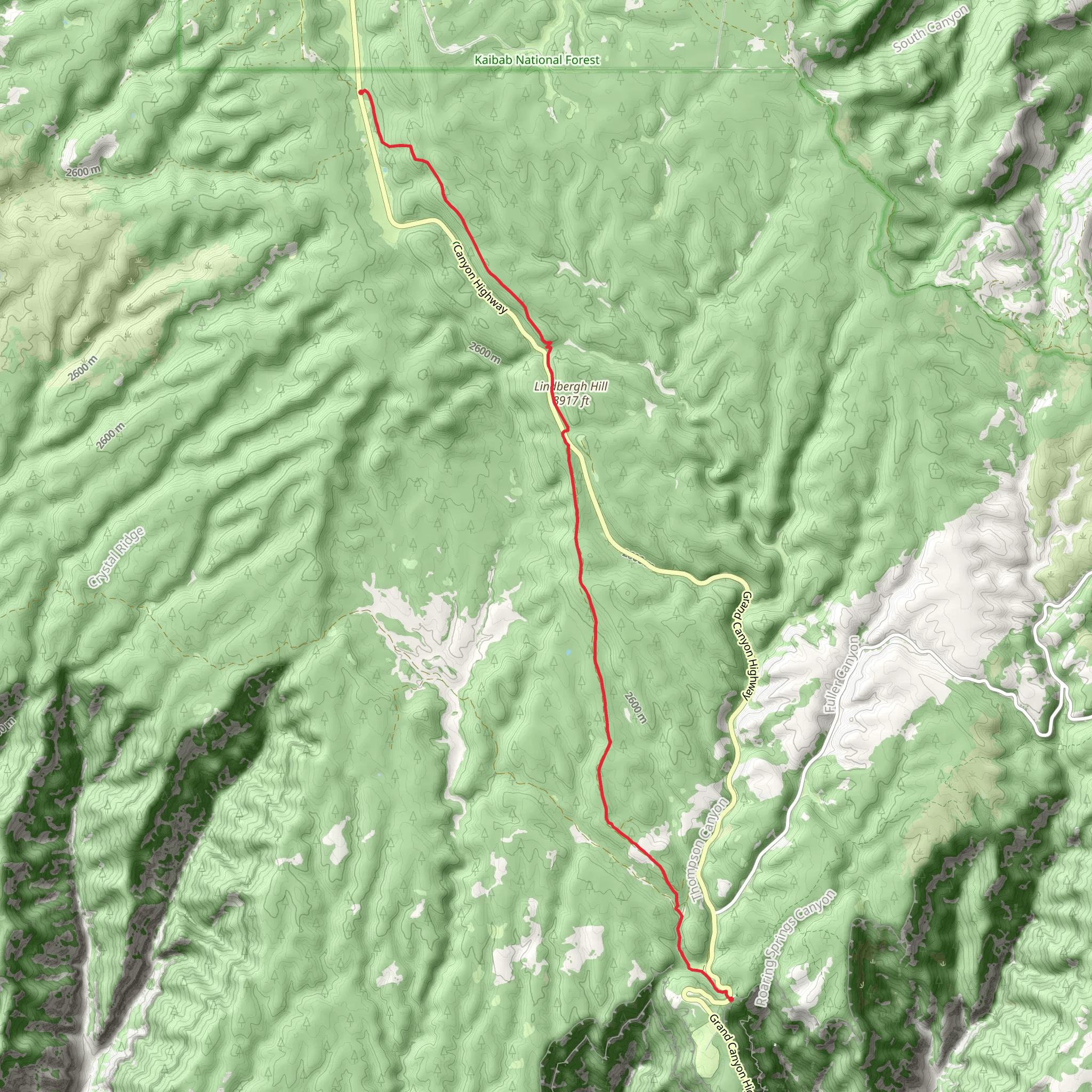 North Rim Trail via Arizona Trail mobile static map