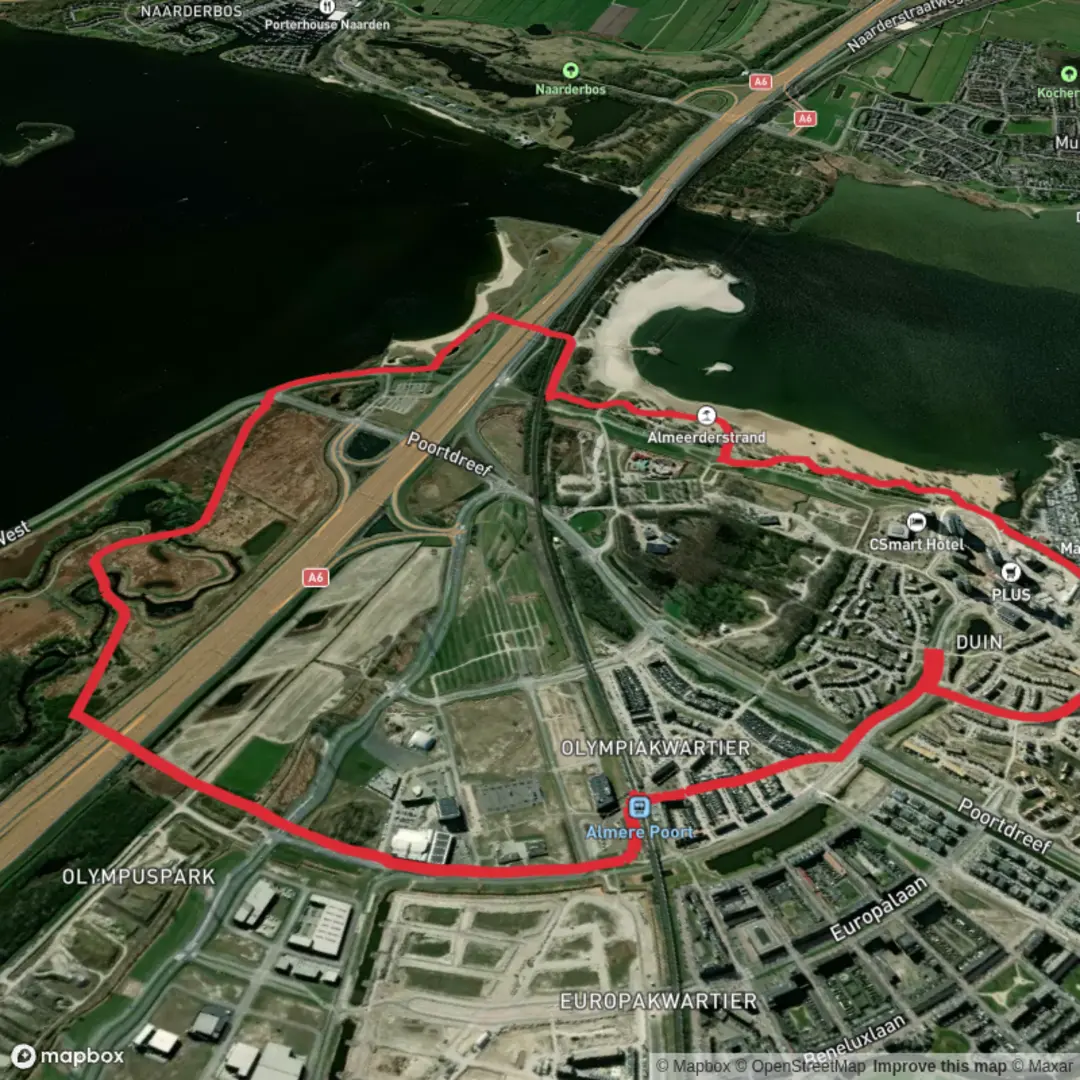 An image depicting the trail Almere Poort Loop and its surrounding area.