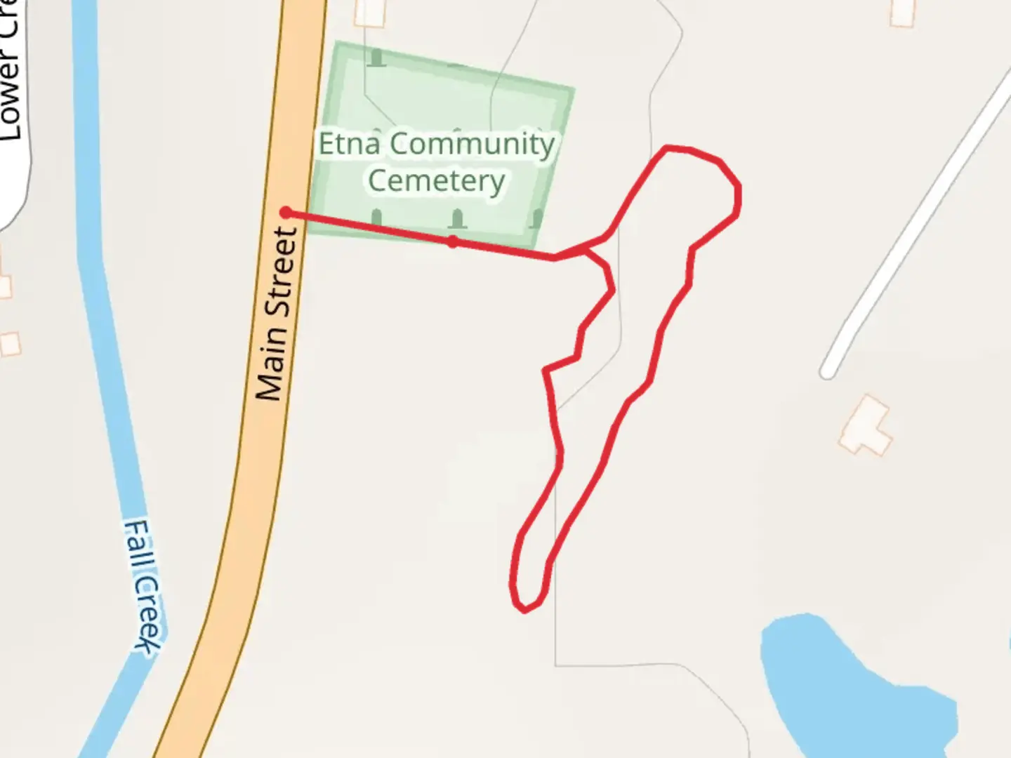 An image depicting the trail Etna Community Cemetery Loop and its surrounding area.