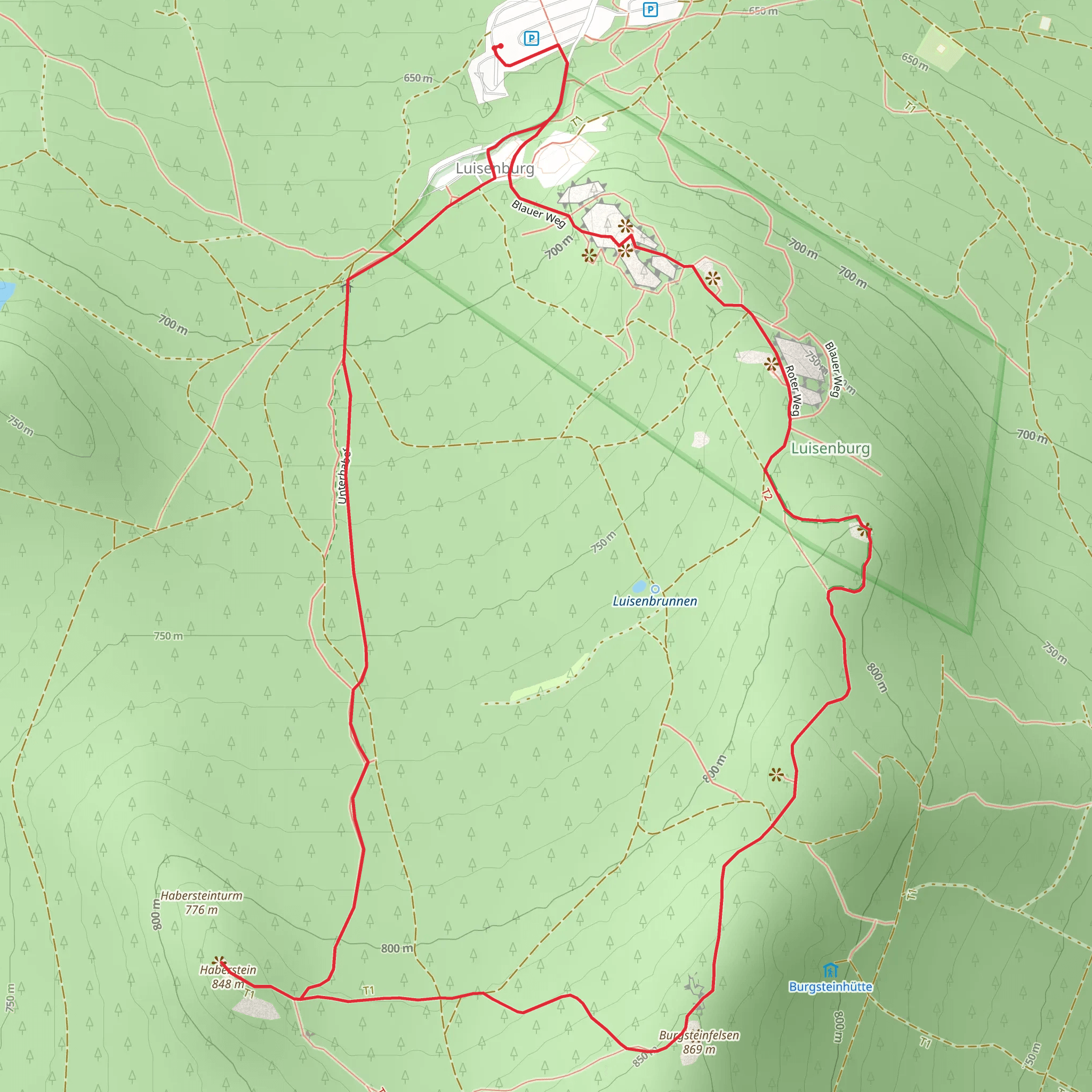 Haberstein and Kaiser-Wilhelm-Felsen via Roter Weg mobile static map