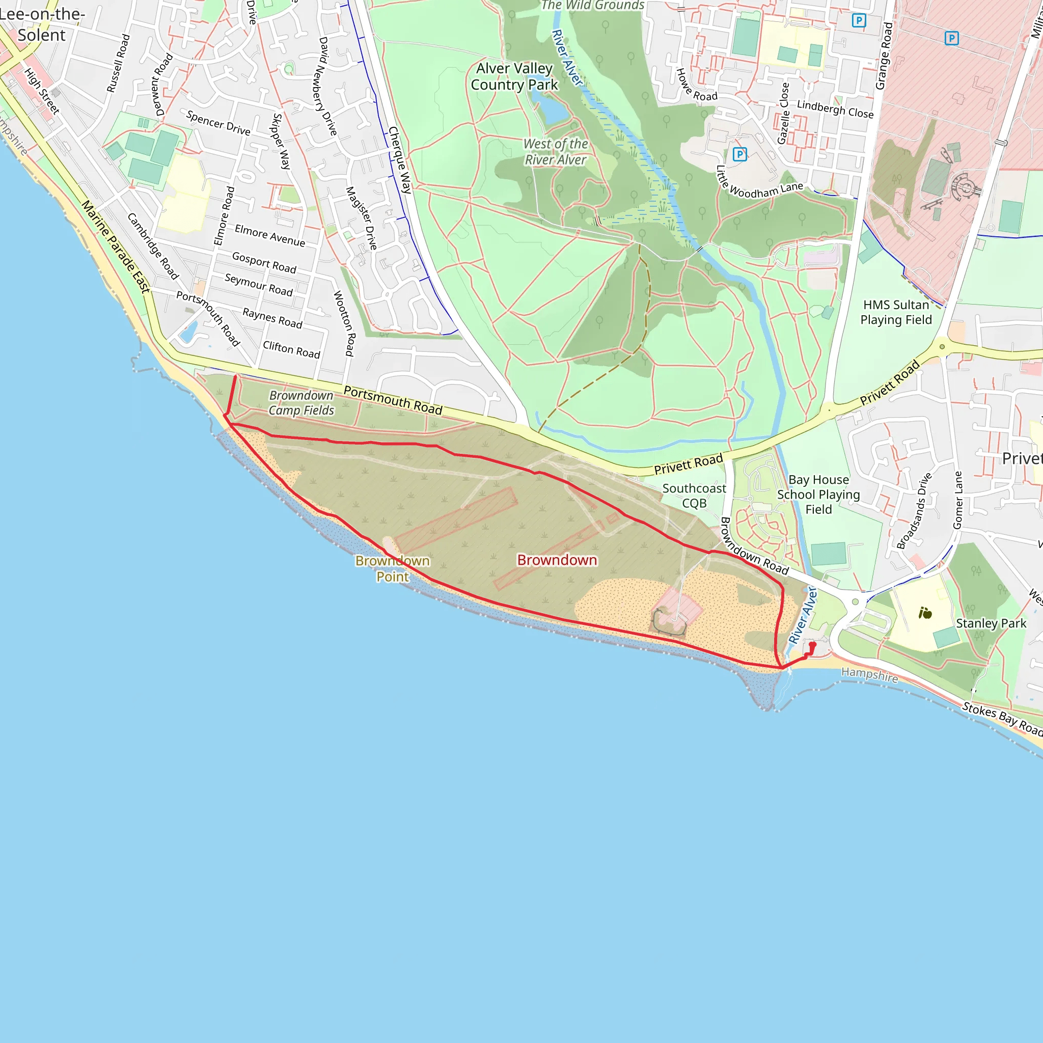 Browndown Loop mobile static map