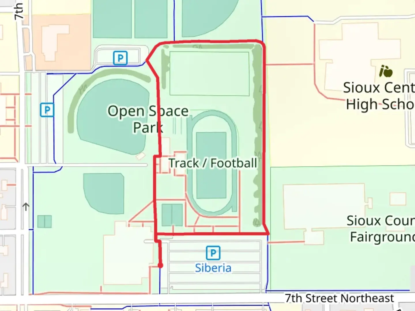 An image depicting the trail Seventh Street Northeast Loop and its surrounding area.