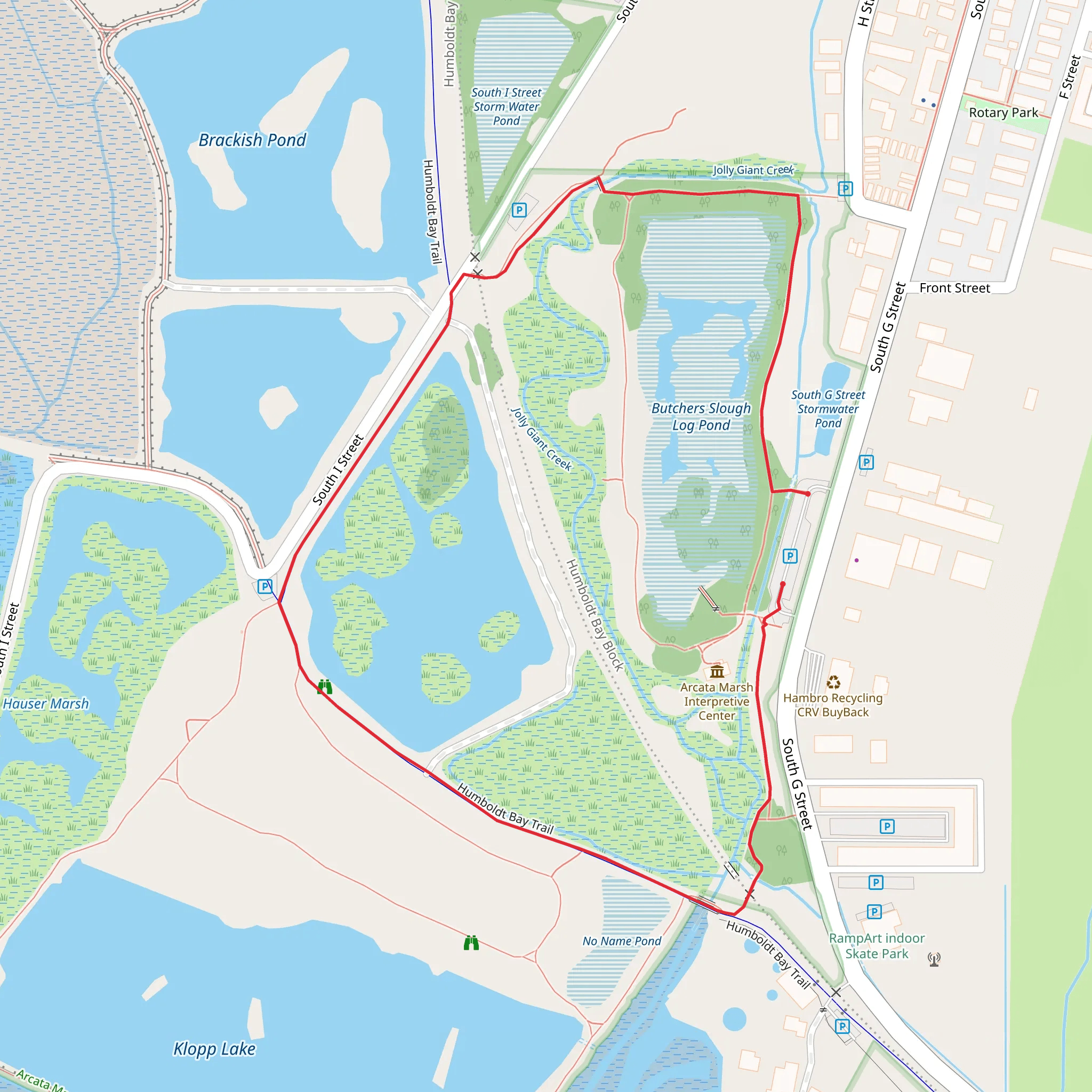Butchers Slough Log Pond Loop via Humboldt Bay Trail mobile static map