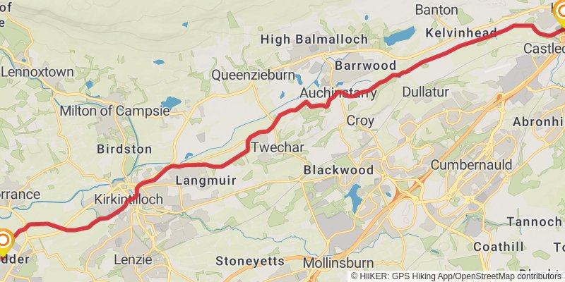 Forth and Clyde - Union Canal Towpath stage 2 Map
