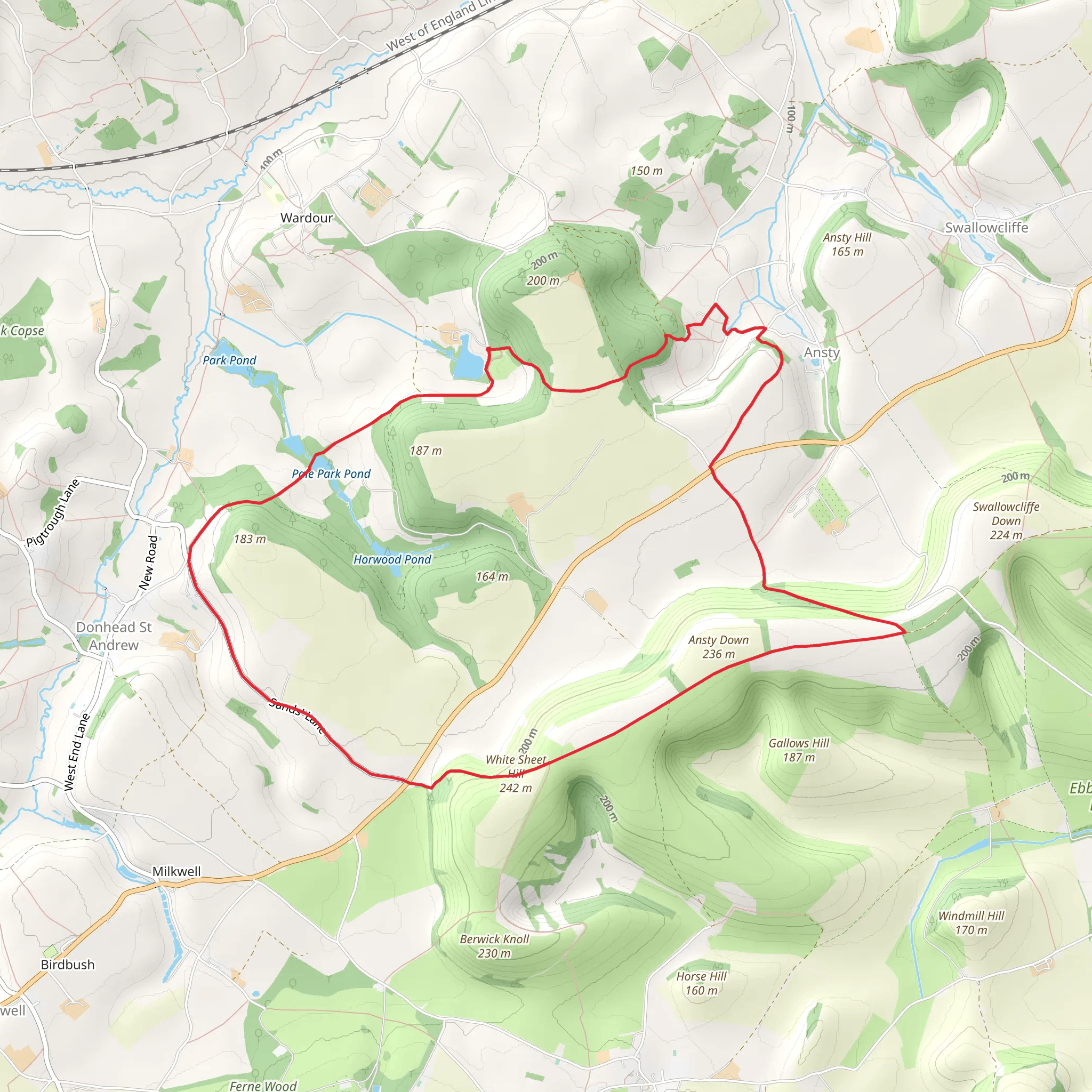 Wardour Castle - Ansty Down and Wardour Park mobile static map