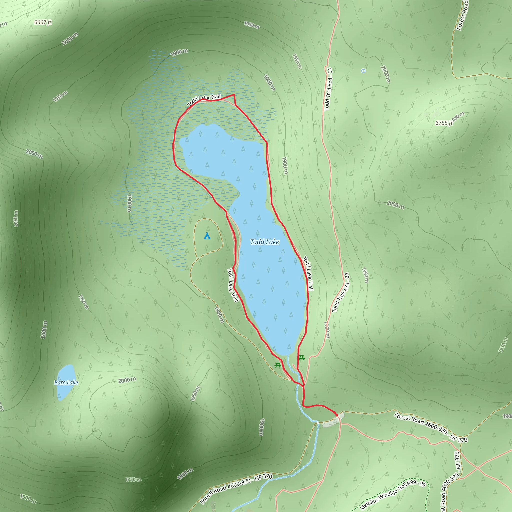 Todd Lake Loop Trail mobile static map