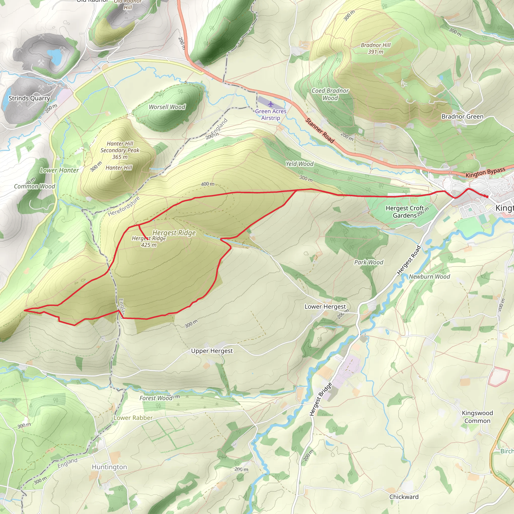 The Hergest Ridge from Kington mobile static map