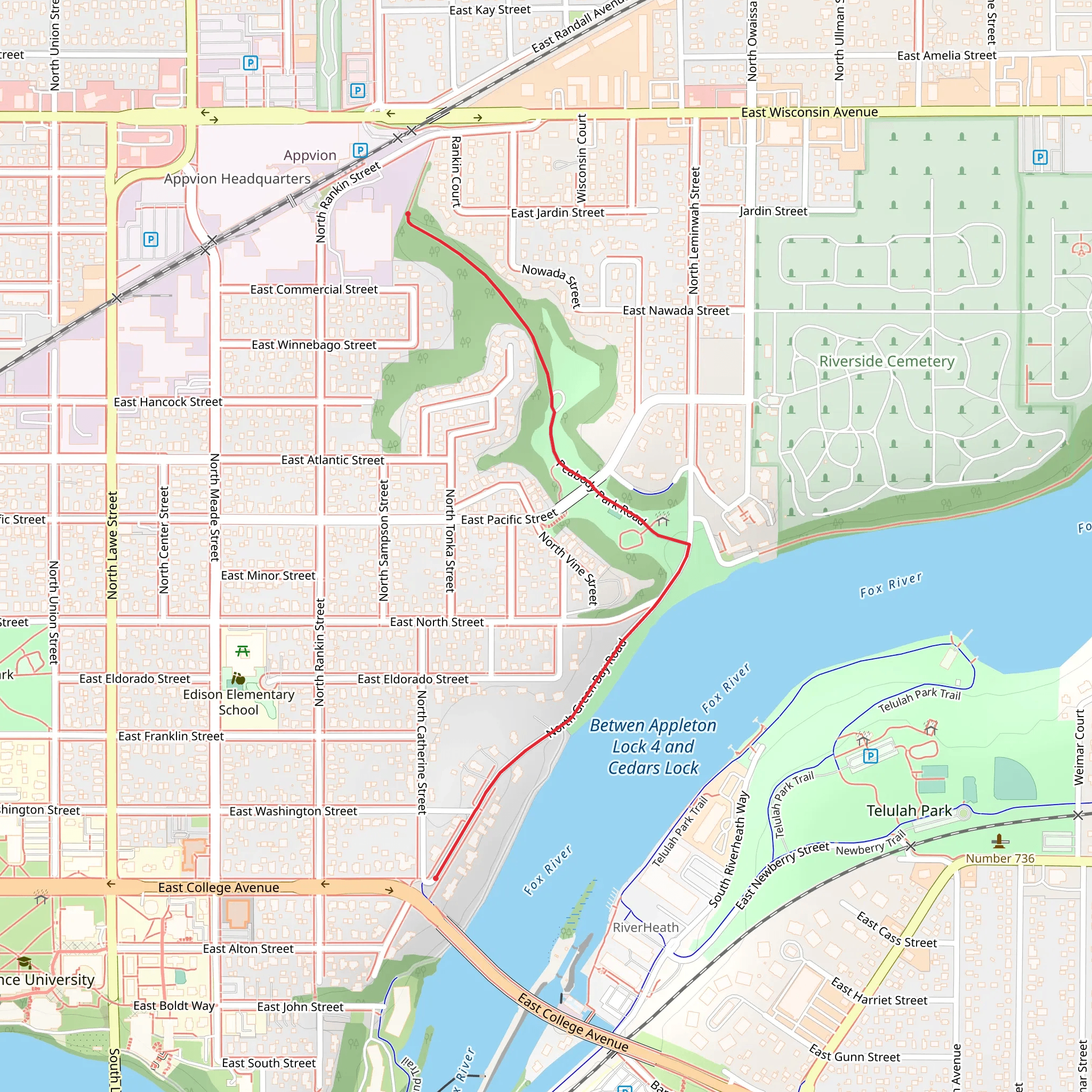 Peabody Park Walk mobile static map