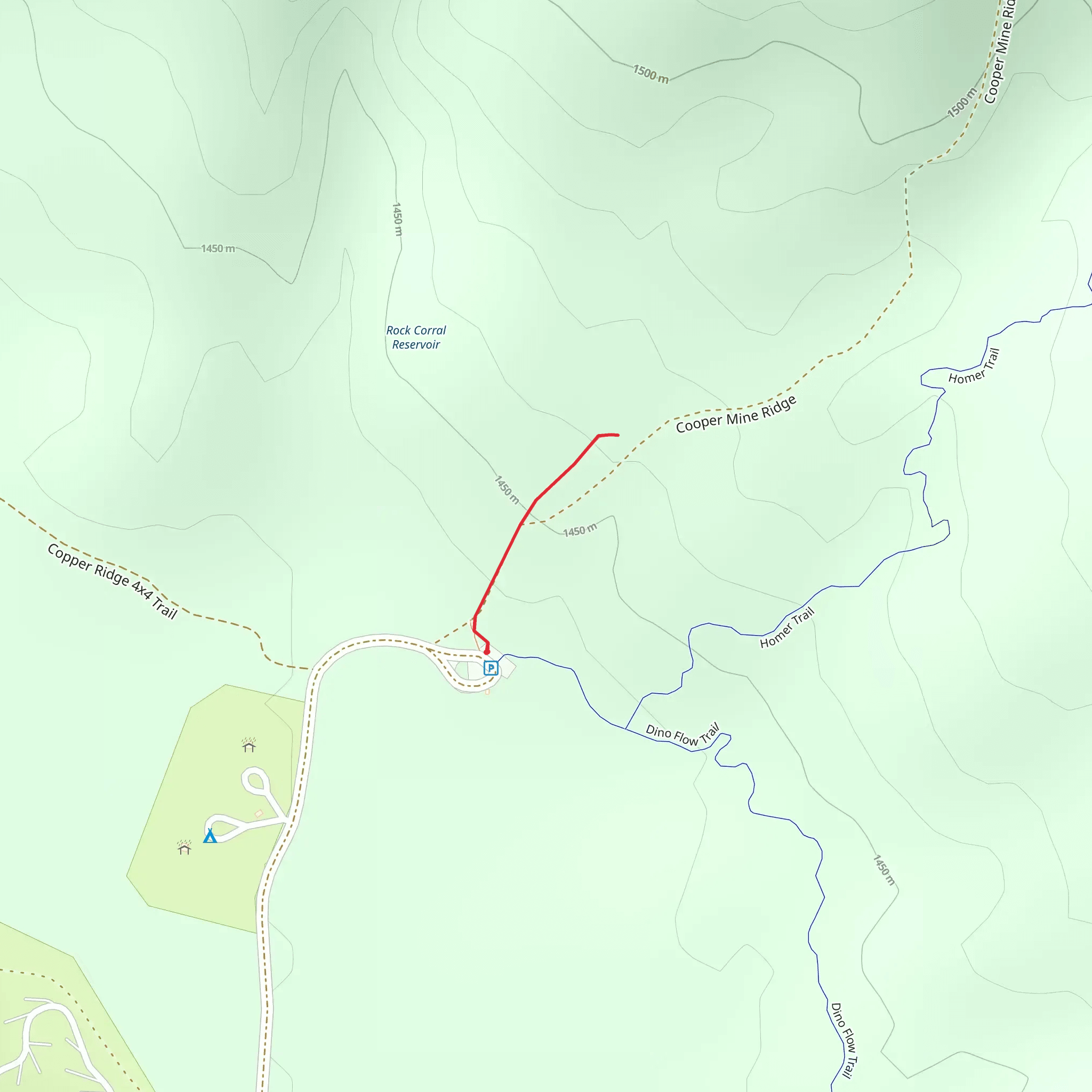 Footpath to Copper Ridge Dinosaur Trackway mobile static map
