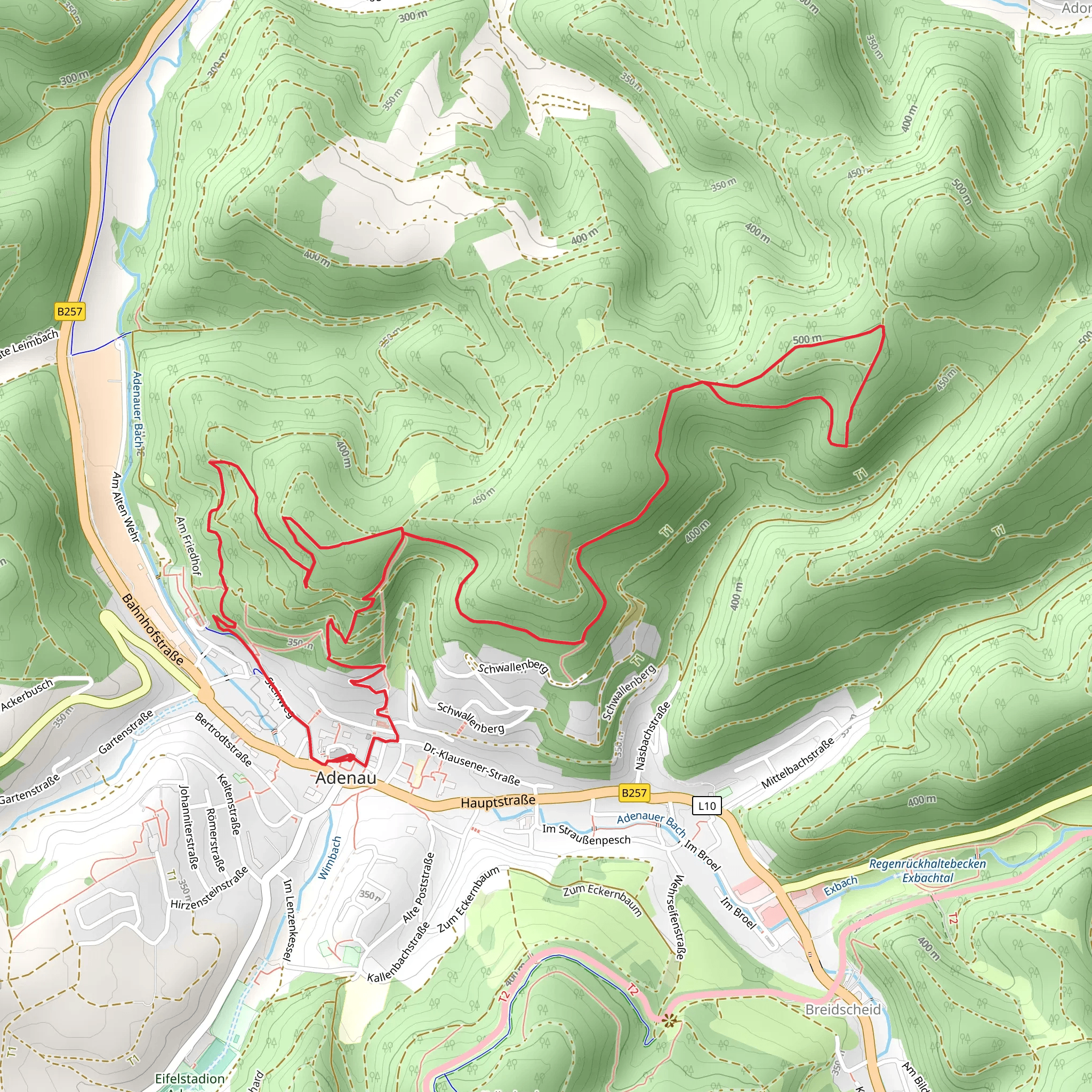 Kirchberg via Rhein Venn Weg mobile static map