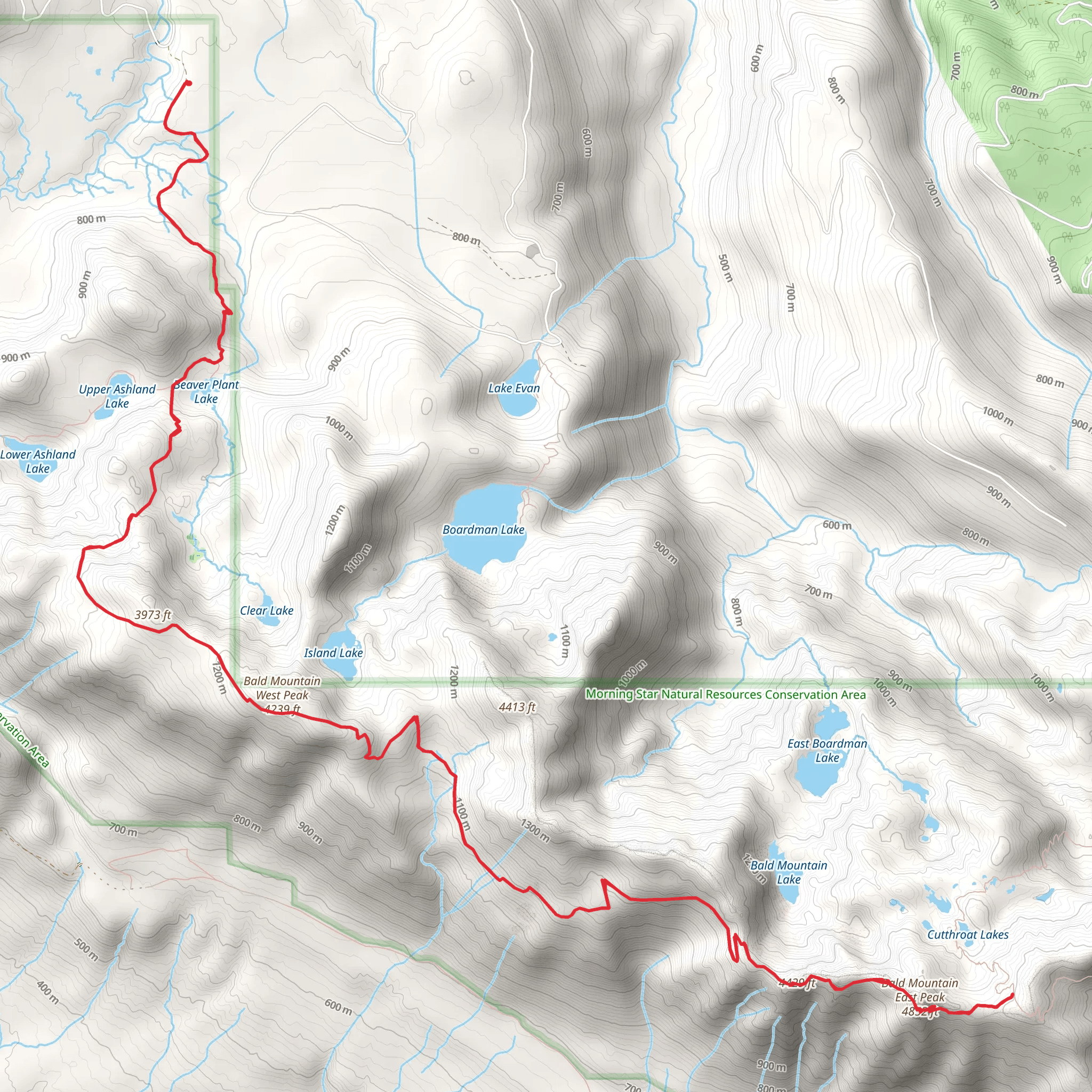 Bald Mountain Ridge Trail mobile static map
