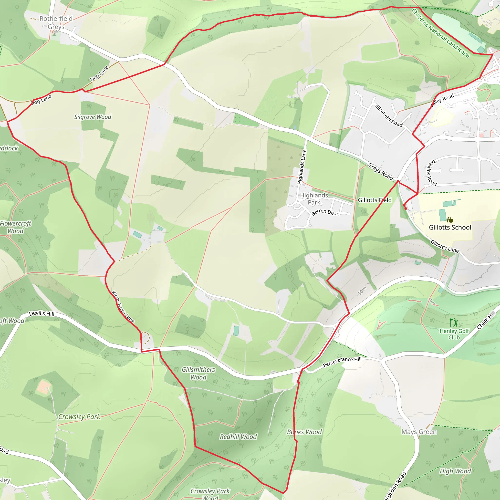 Harpsden Western Loop mobile static map