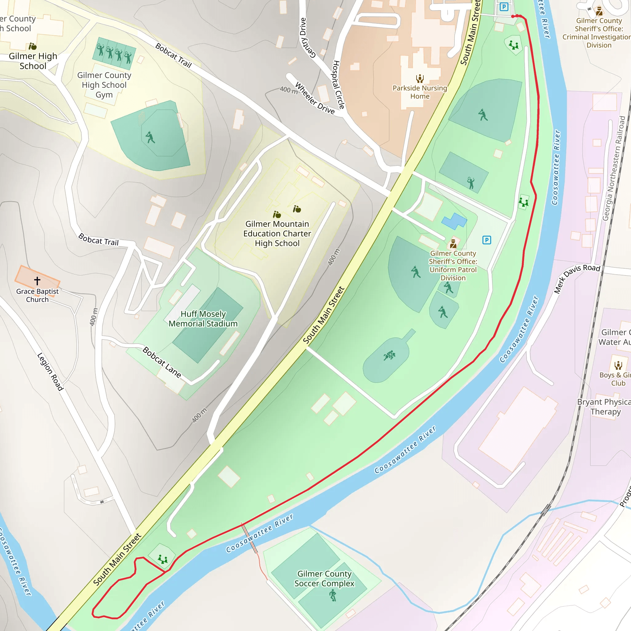 Coosawattee River Walk mobile static map