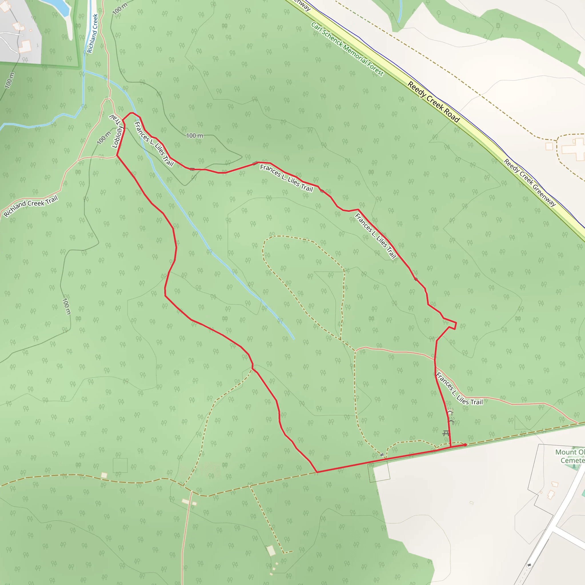Mount Olivet Cemetery Loop mobile static map