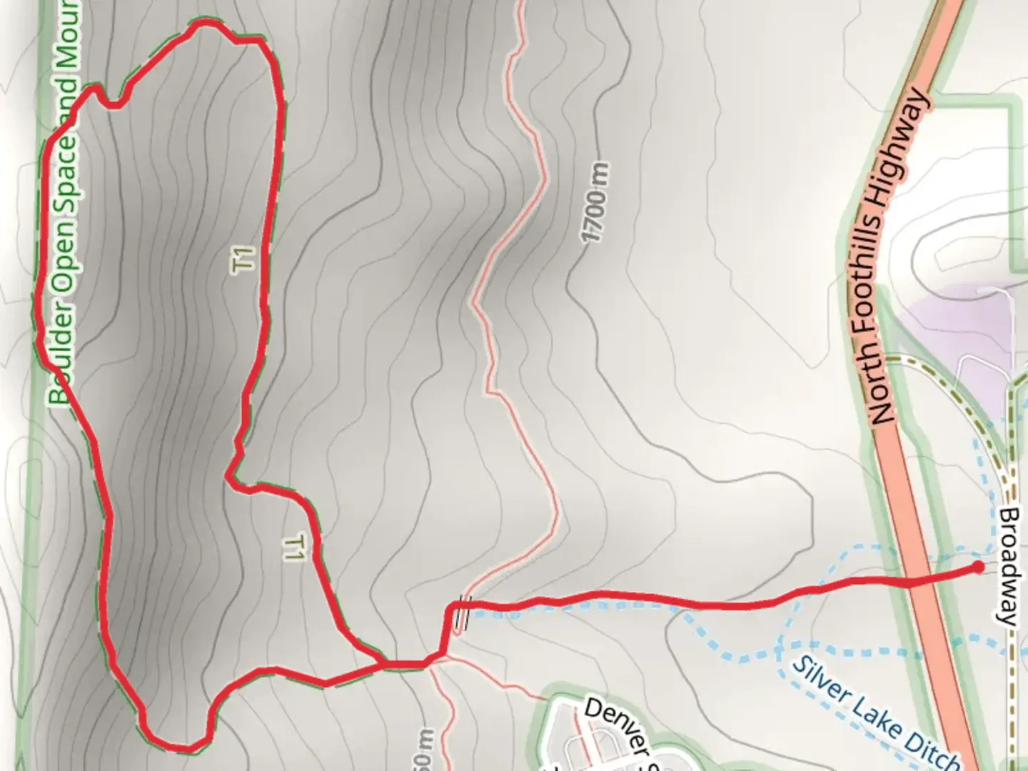 An image depicting the trail Foothills Trail and Hogback Ridge Trail Loop and its surrounding area.