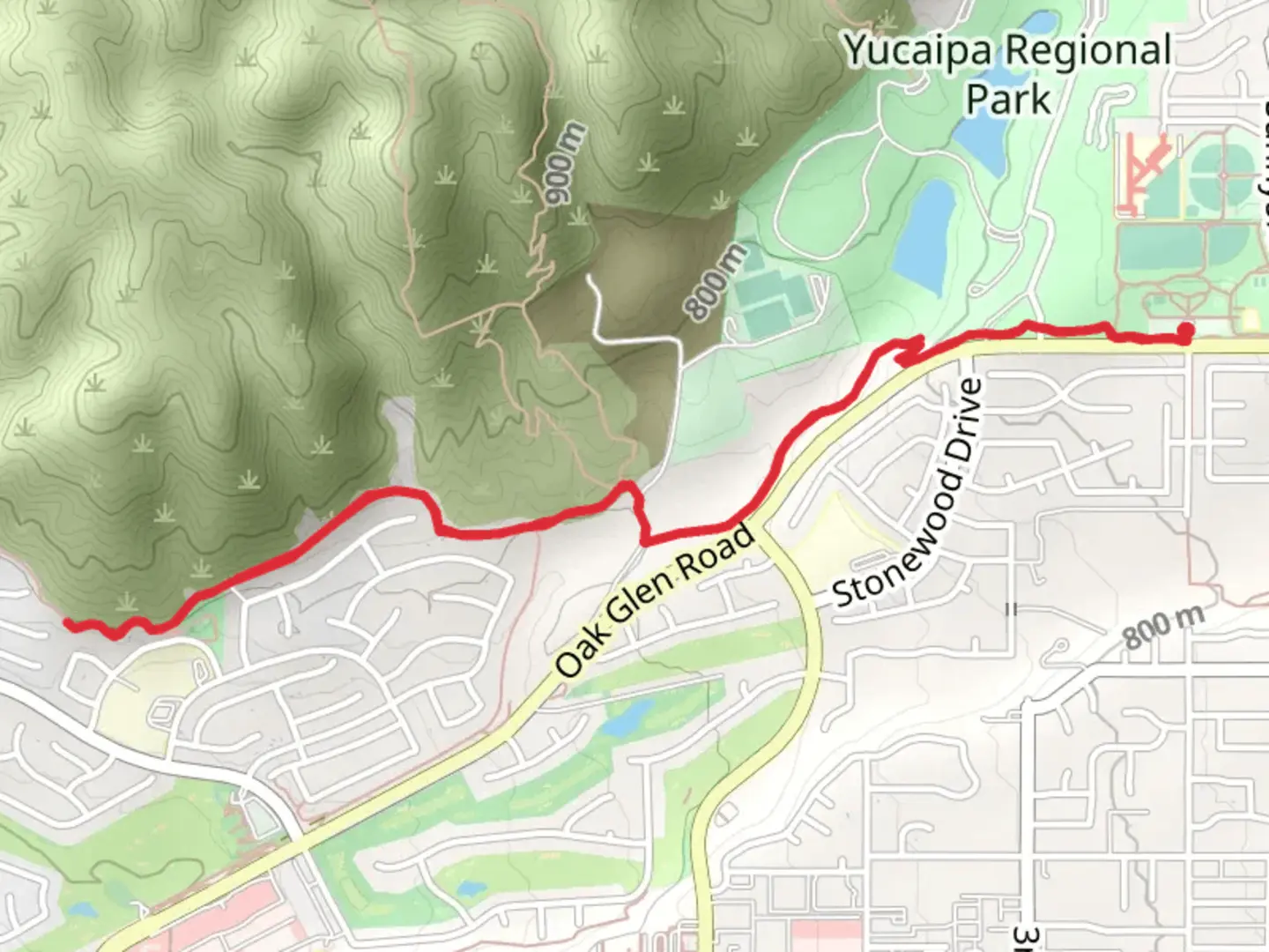 An image depicting the trail Oak Glen Road and City Trail and its surrounding area.