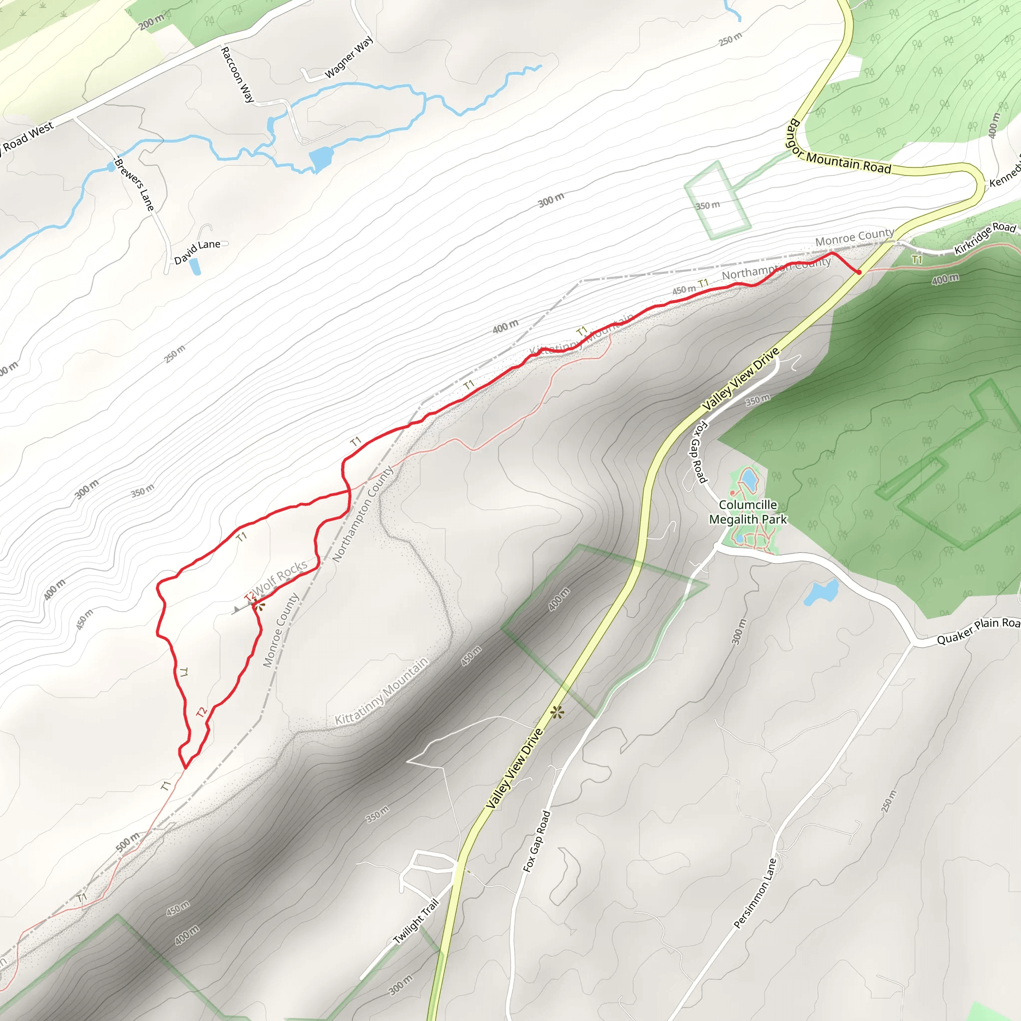 Wolf Rocks via Appalachian Trail mobile static map