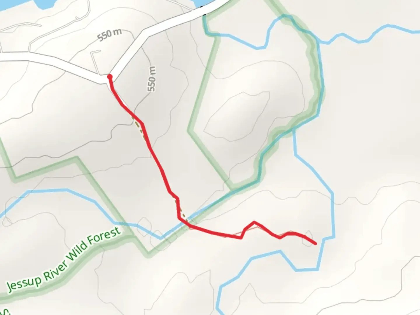 An image depicting the trail Cherry Brook from South Shore Road and its surrounding area.