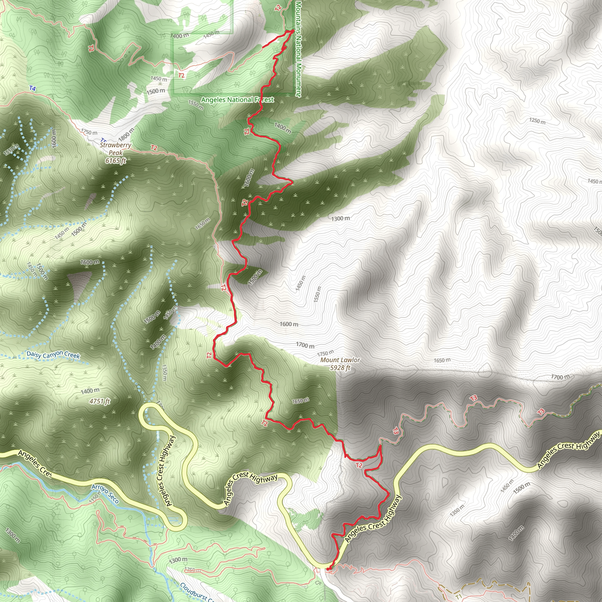 Strawberry Peak Trail and Lawlor Saddle mobile static map