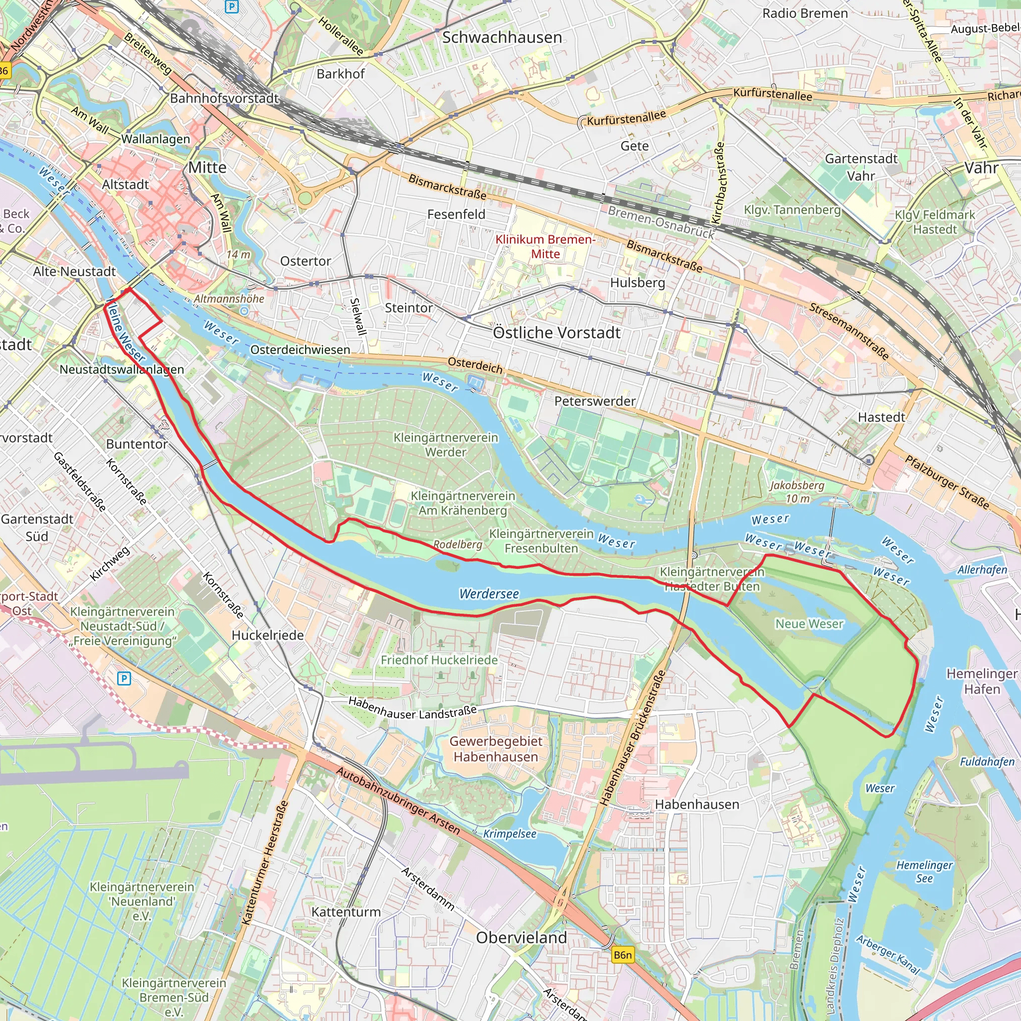 Wersersee via Geestweg and Boeschungsweg mobile static map