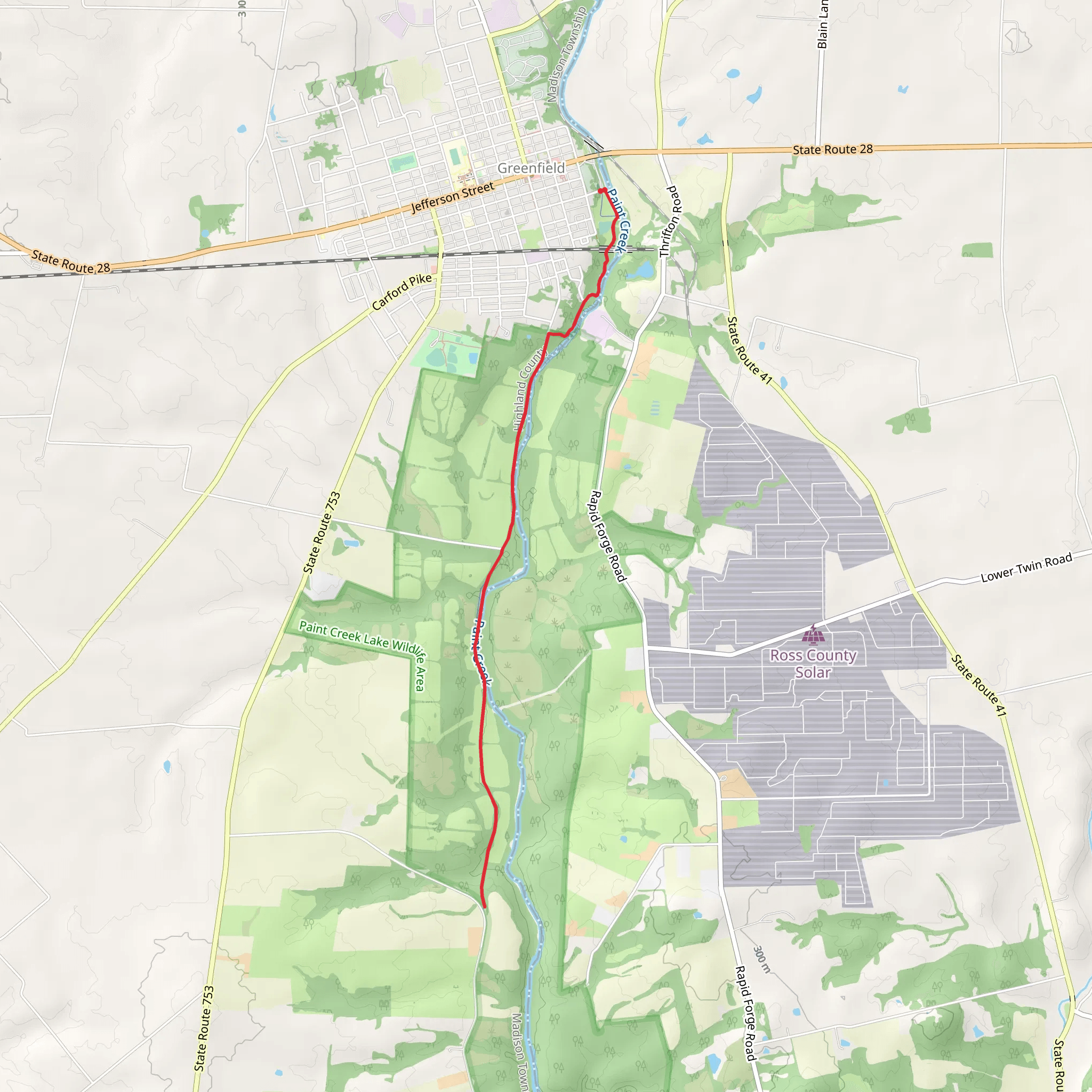 Paint Creek recreation Trail mobile static map