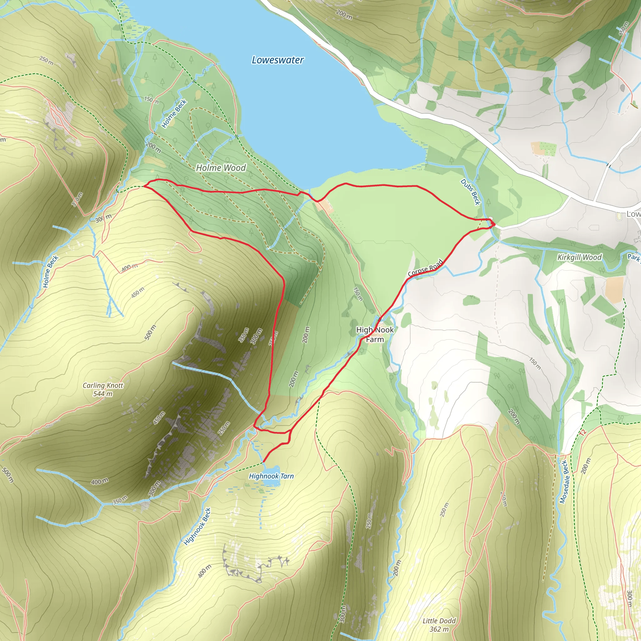 Highnook Tarn Loop mobile static map