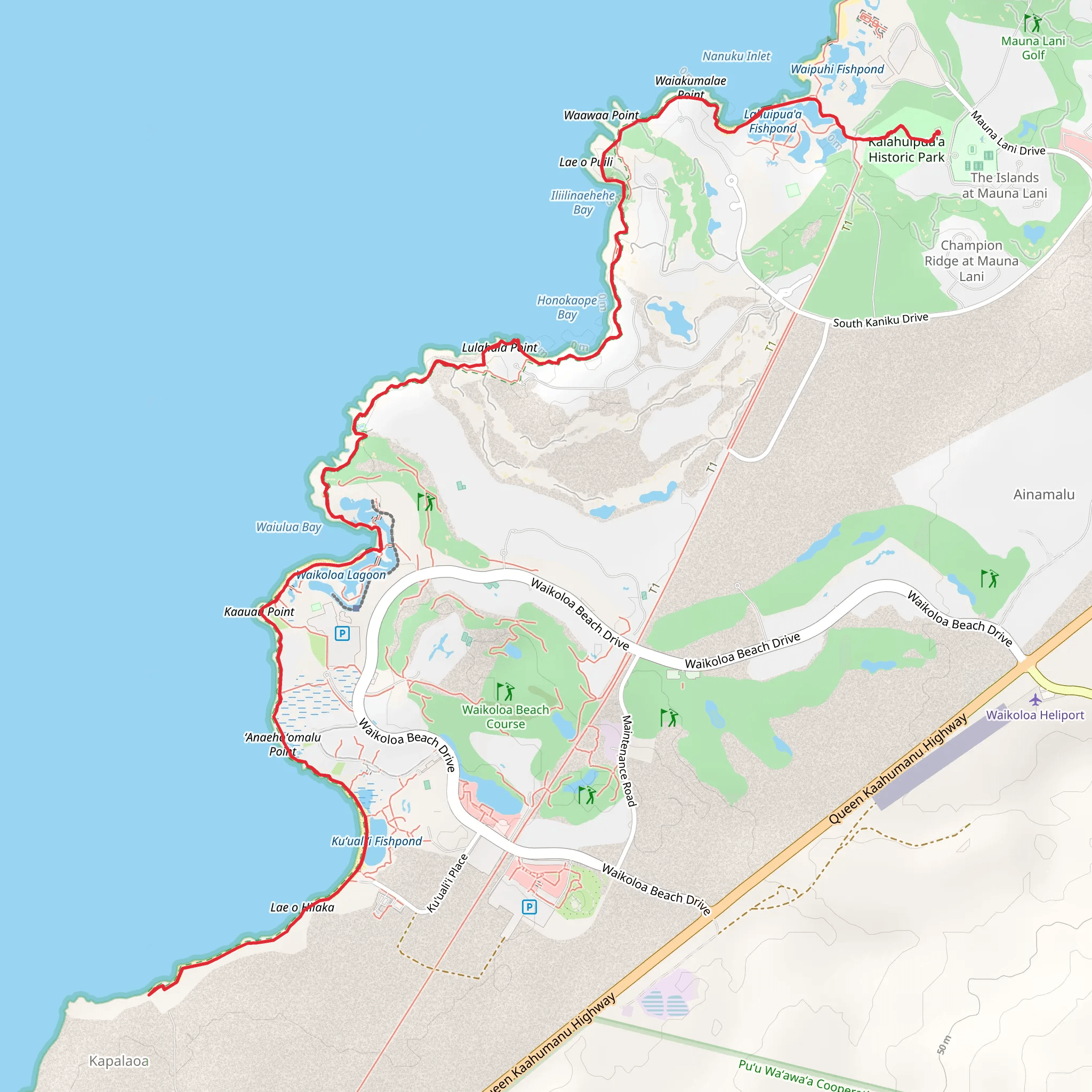 Kaauau Point and Fisherman Trail mobile static map