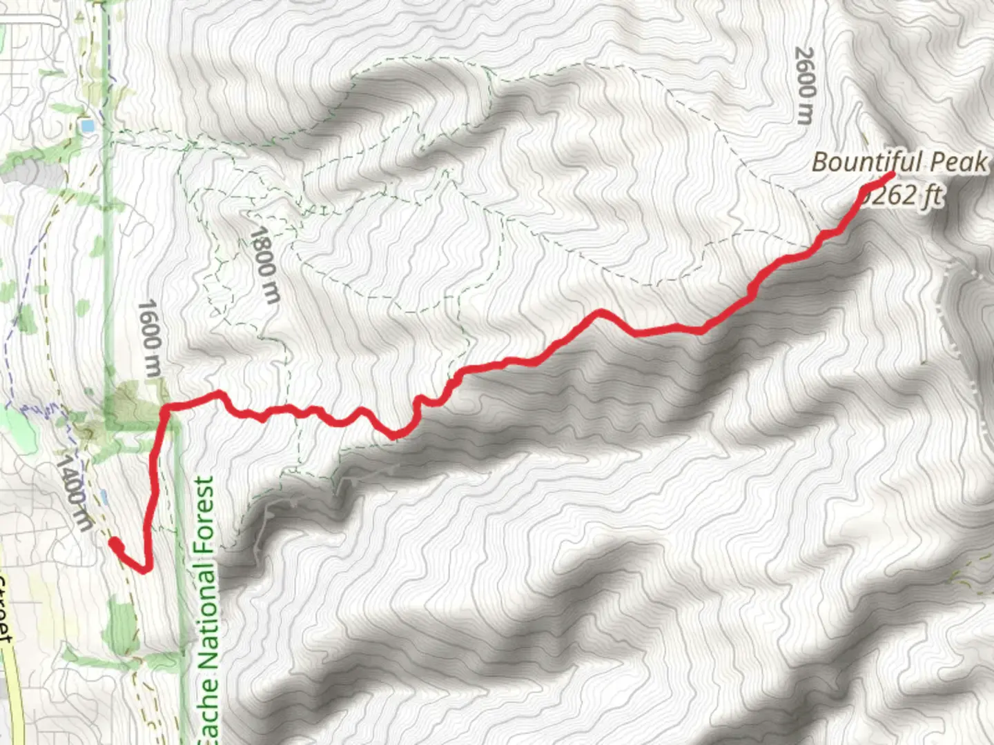 An image depicting the trail Bountiful Peak Trail and its surrounding area.