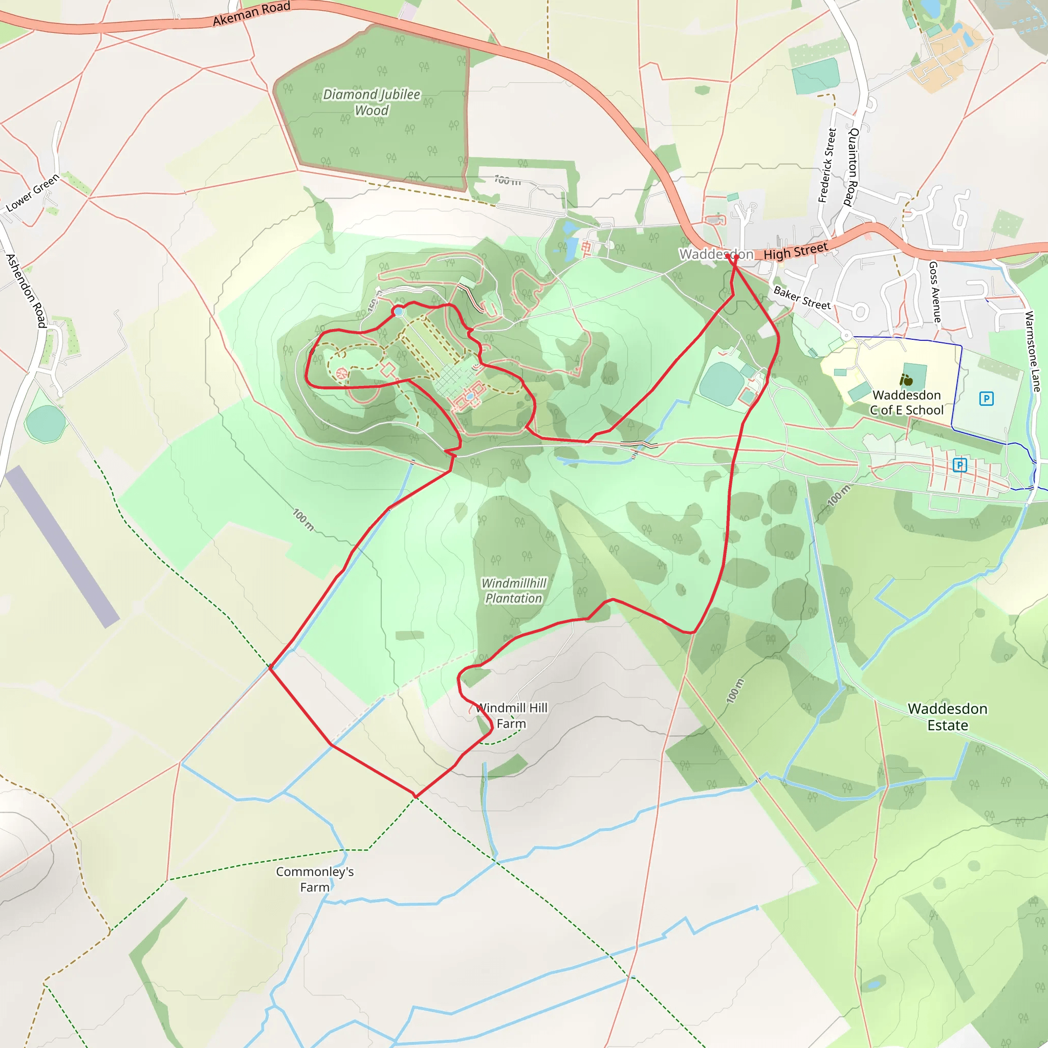 Waddesdon Manor and Lodge Hill Loop mobile static map