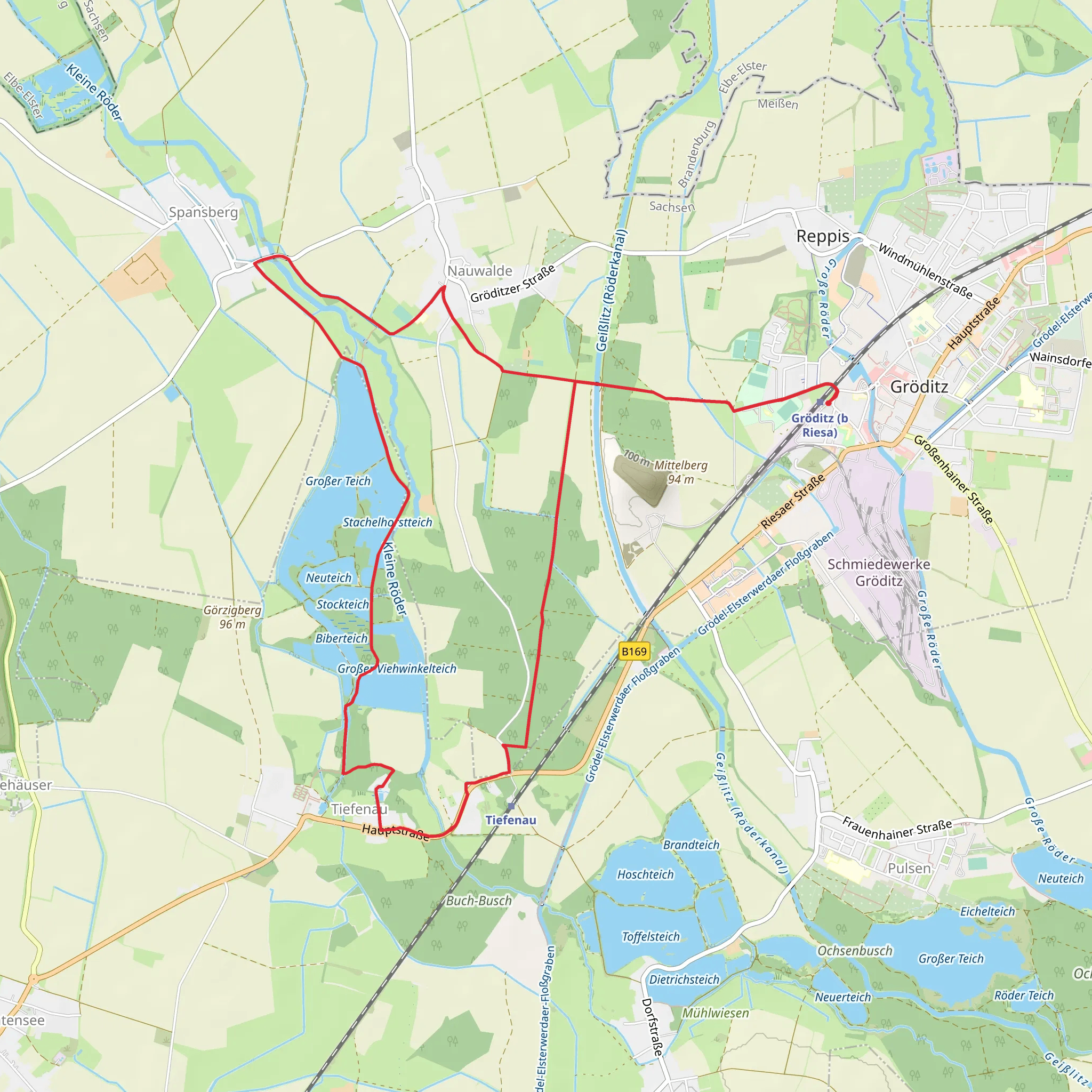 Großer Vieh Winkelteich and Landschaftspark Tiefenau Loop mobile static map