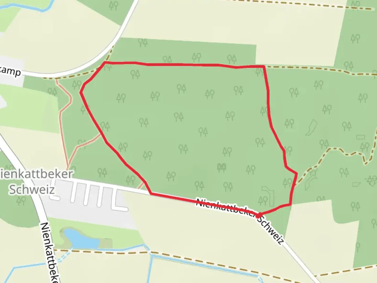 An image depicting the trail Nienkattbeker Schweiz Loop and its surrounding area.
