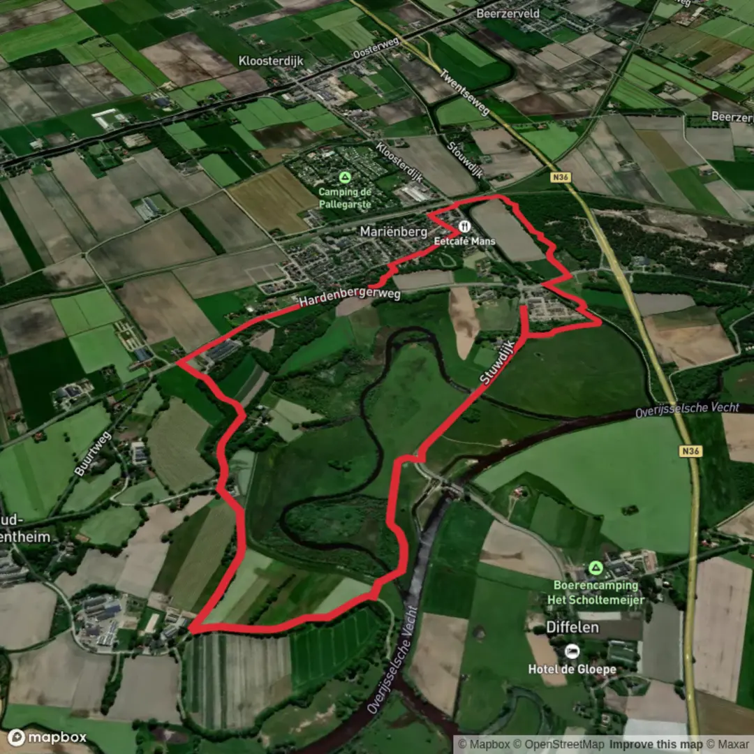 An image depicting the trail Distelbelt and De Vierstee via Vechtdalpad and its surrounding area.