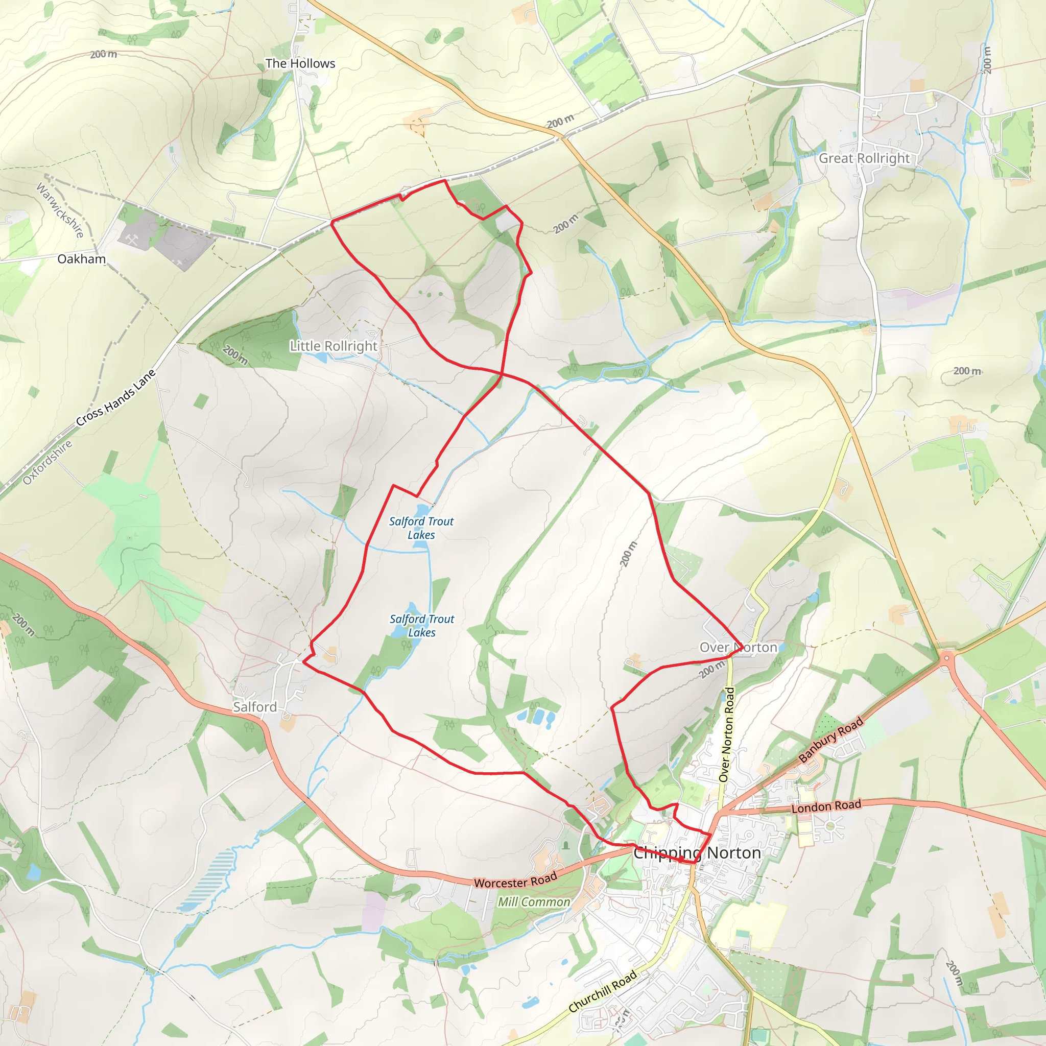 Chipping Norton and King's Men Stone Circle Loop mobile static map