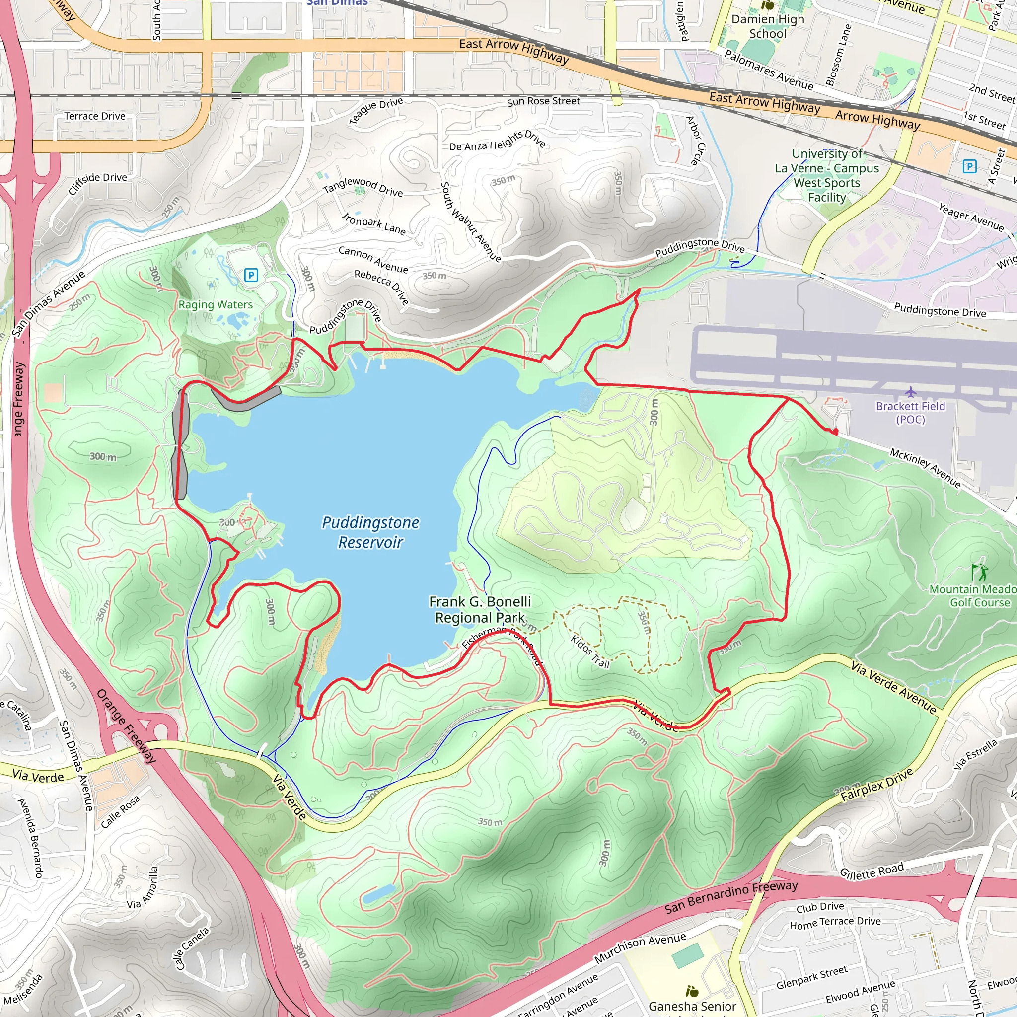 Puddingstone Reservoir Loop mobile static map