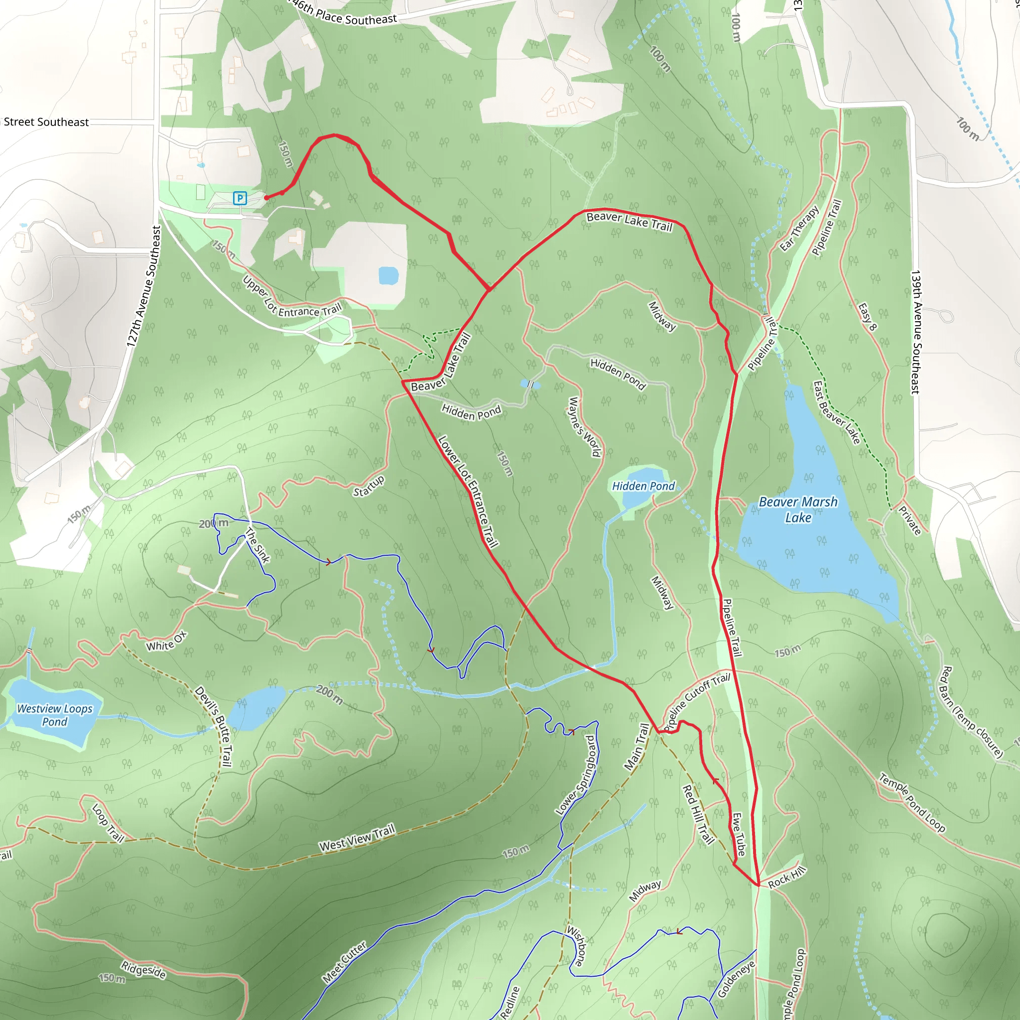 Pipeline Trail and Lower Lot Entrance Trail mobile static map