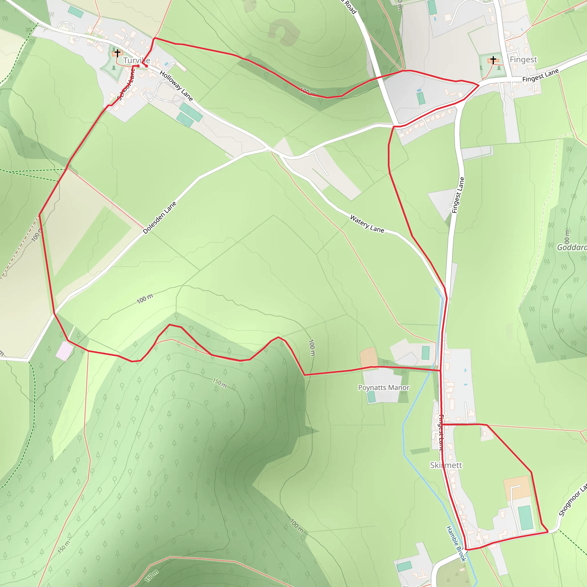 Skirmett Phone Box and The Roses Loop mobile static map
