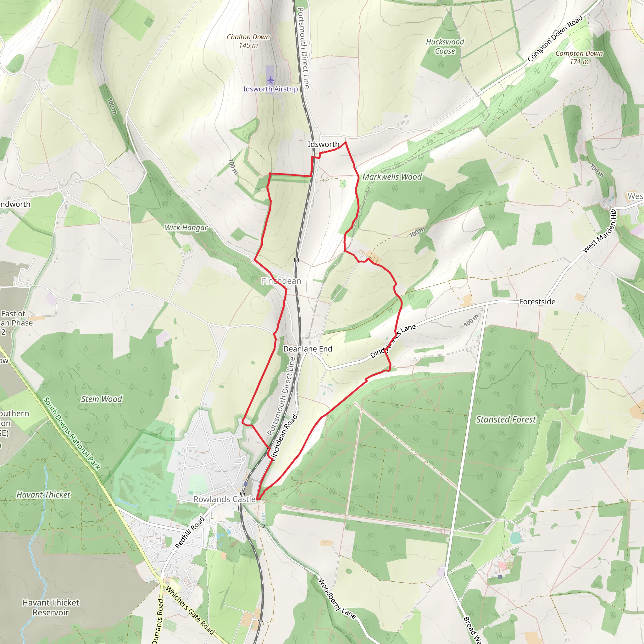 Rowlands Castle and St Hubbert's Church mobile static map