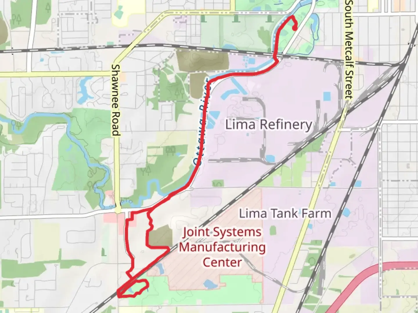 An image depicting the trail Rotary Riverwalk South from Collett Street Park and its surrounding area.