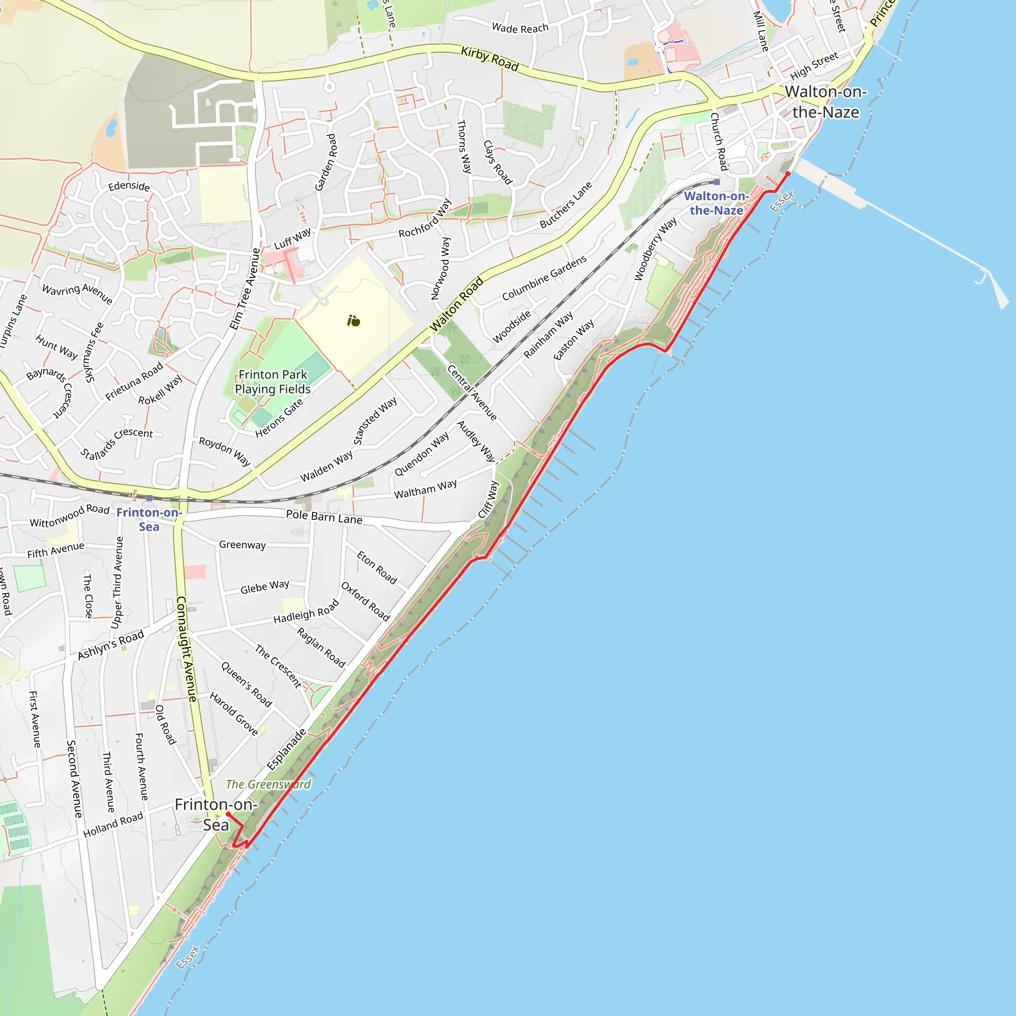 Frinton to Walton Walk mobile static map