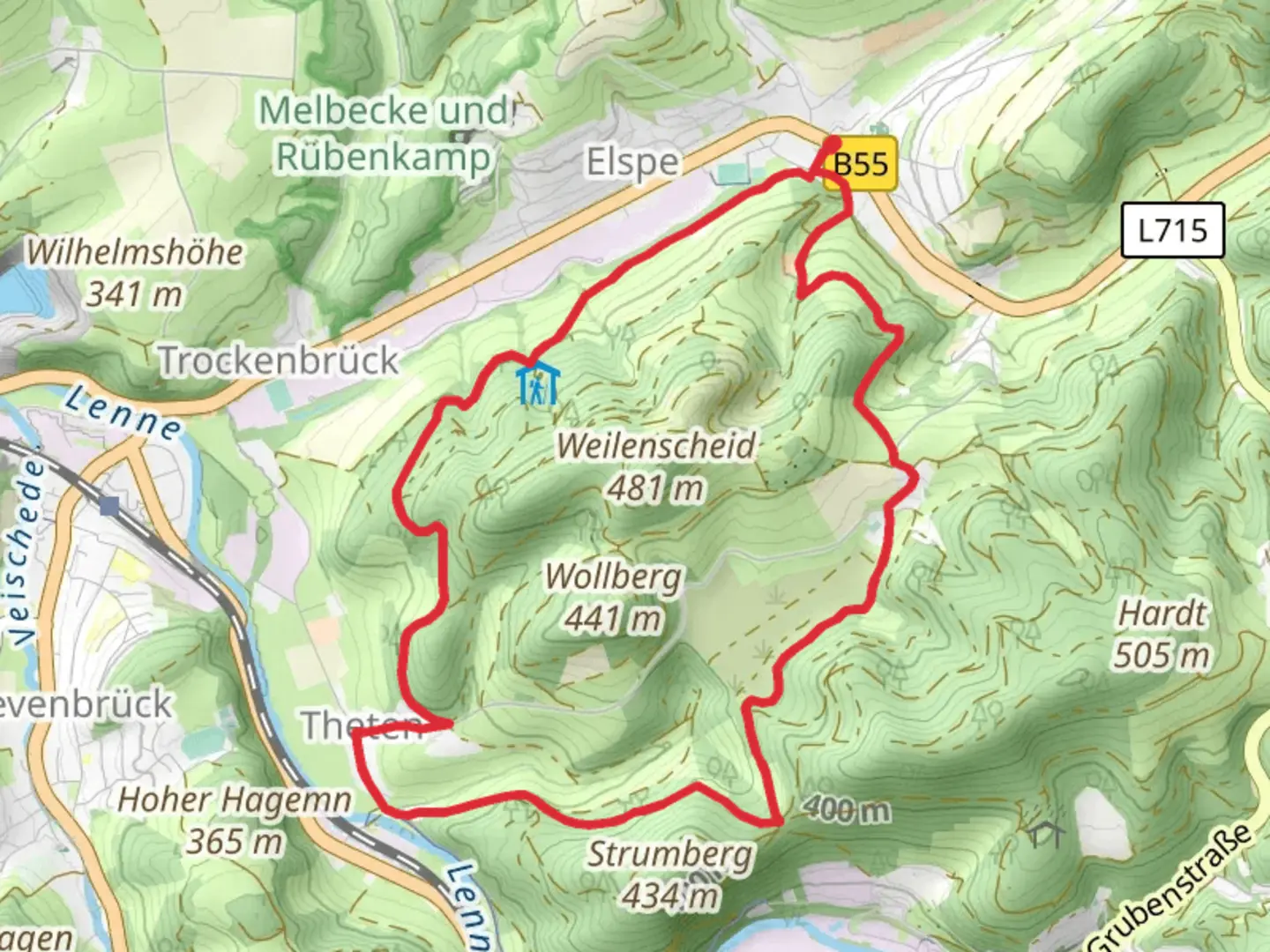An image depicting the trail Hachen and Theten Loop and its surrounding area.
