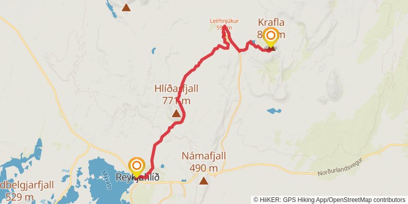 The Myvatn Trail stage 2 Map
