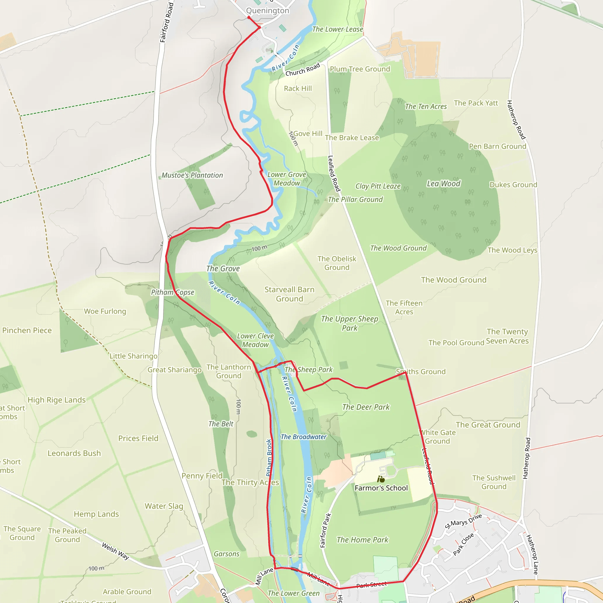 Quenington Fairford Walk mobile static map