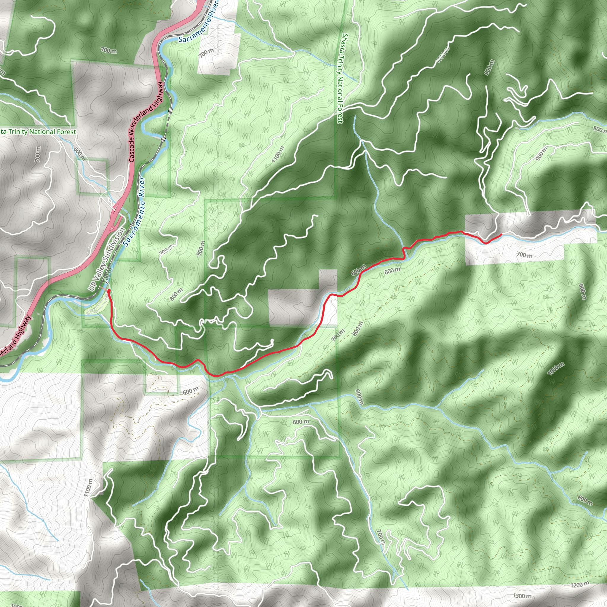 Hazel Creek Out and Back mobile static map