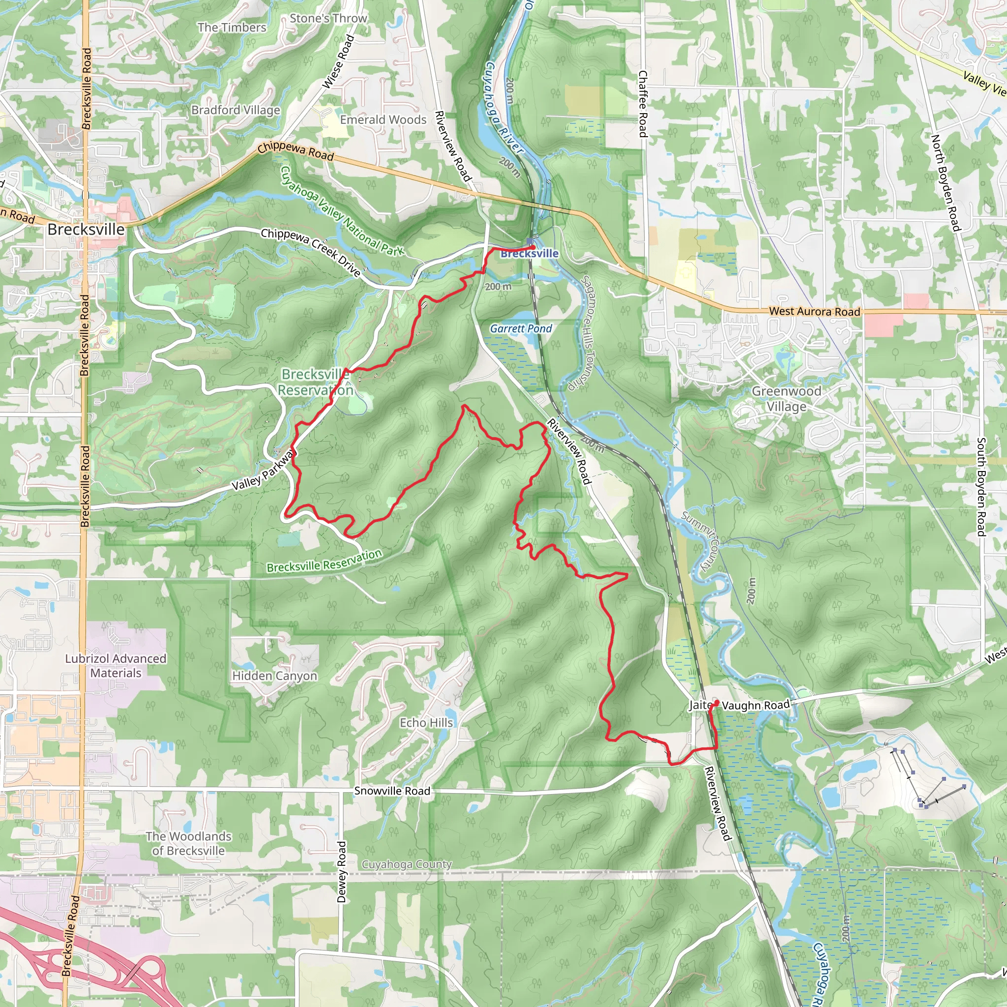 Buckeye Trail - Jaite to Brecksville mobile static map